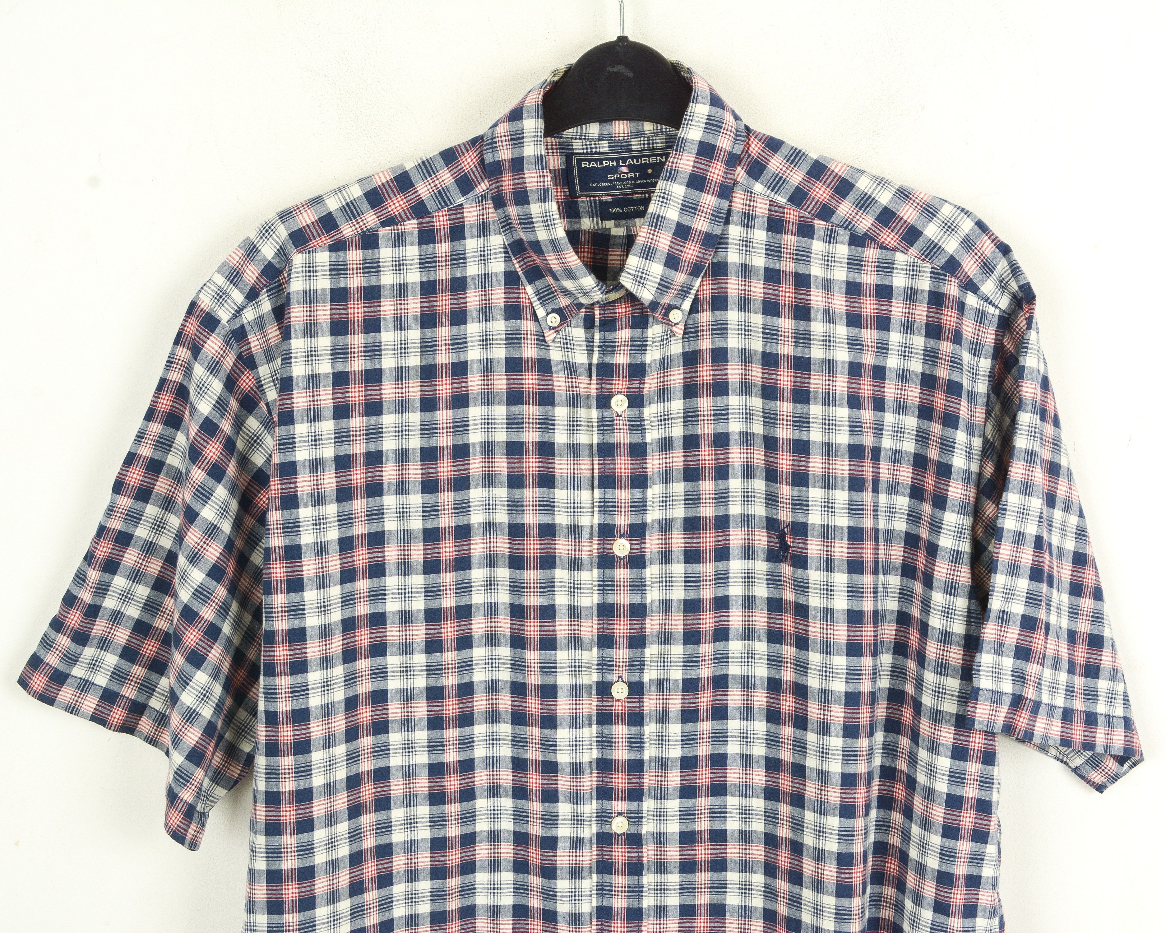 Polo Ralph Lauren Short Sleeved Shirt Retro Check Tartan Button Top Size US L / EU 52-54 / 3 - 7 Thumbnail