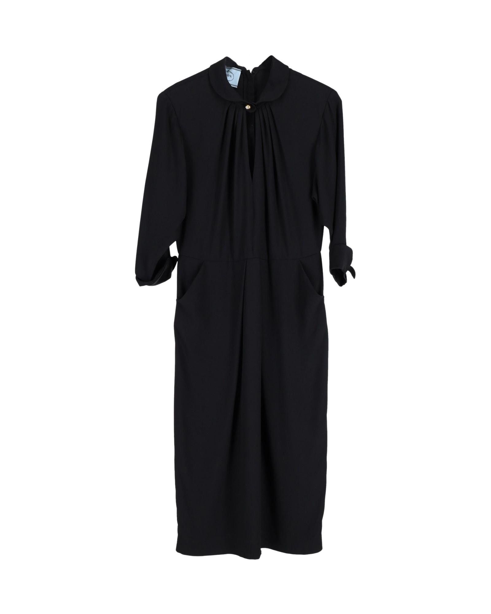 image of Black Cotton Quarter Sleeve Dress By Prada, Women's (Size Medium)