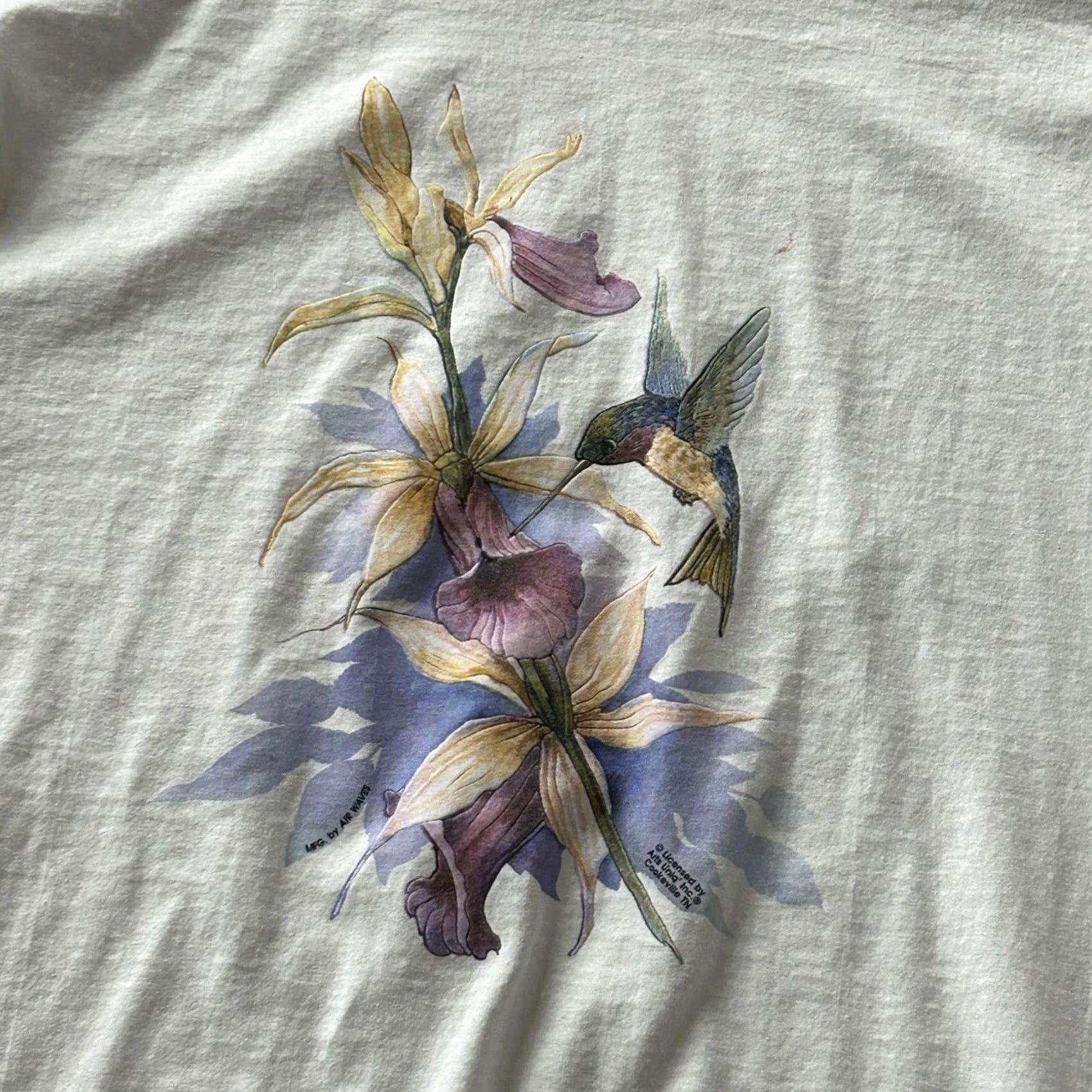 Fruit Of The Loom VINTAGE Fruit Of The Loom Shirt Mens Large White Hummingbird Floral Graphic Tee Size US L / EU 52-54 / 3 - 2 Thumbnail
