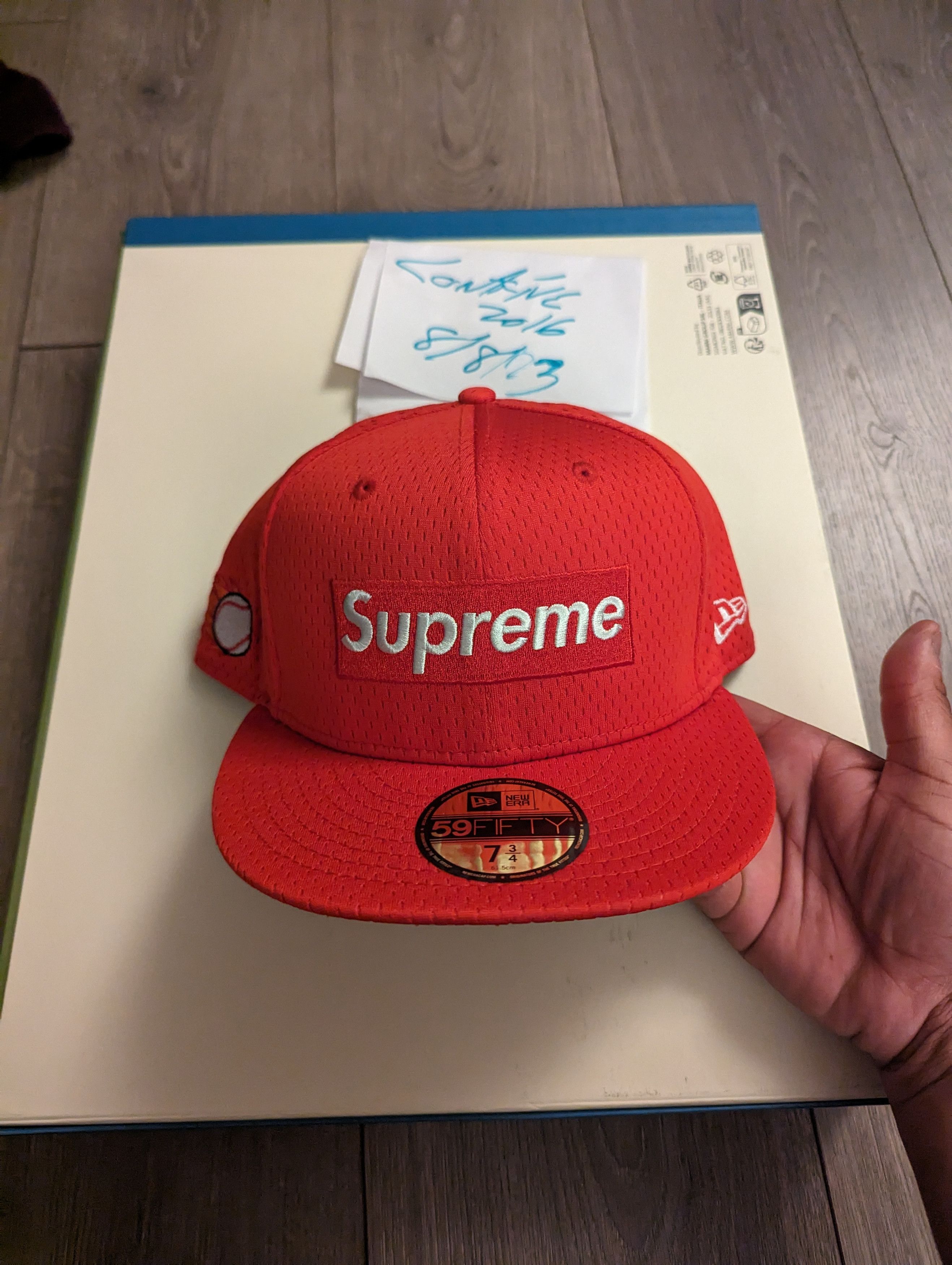 NEW 2018 Supreme SS18 Box Logo Red Monogram New Era Hat S 7 5/8