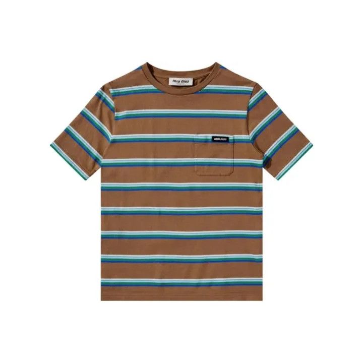 Miu Miu Miu Miu Colorful Striped Logo Short Sleeve T-Shirt 0079 Size XS / US 0-2 / IT 36-38 - 1 Thumbnail