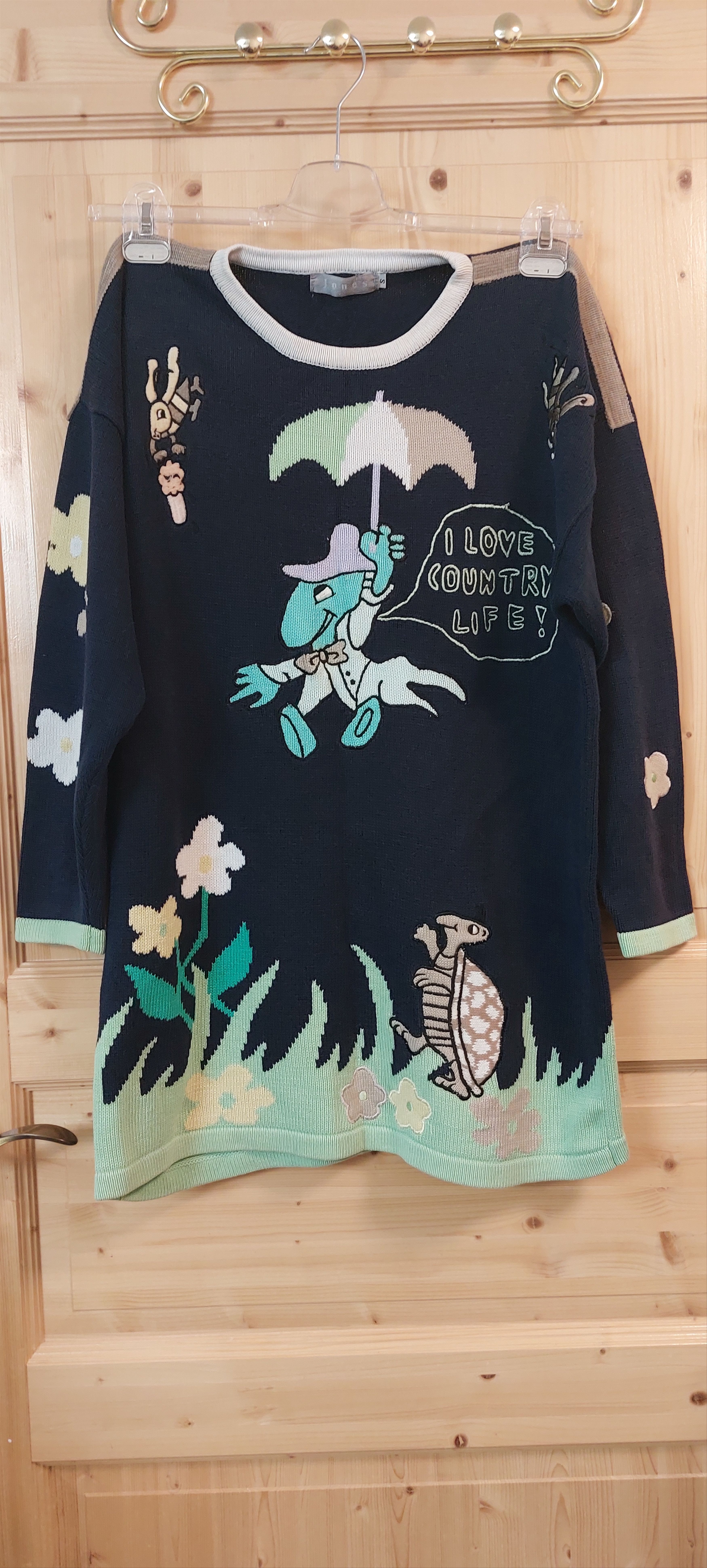 Vintage Custom "Country Life" Heavy Cotton Sweater Size S / US 4 / IT 40 - 1 Thumbnail
