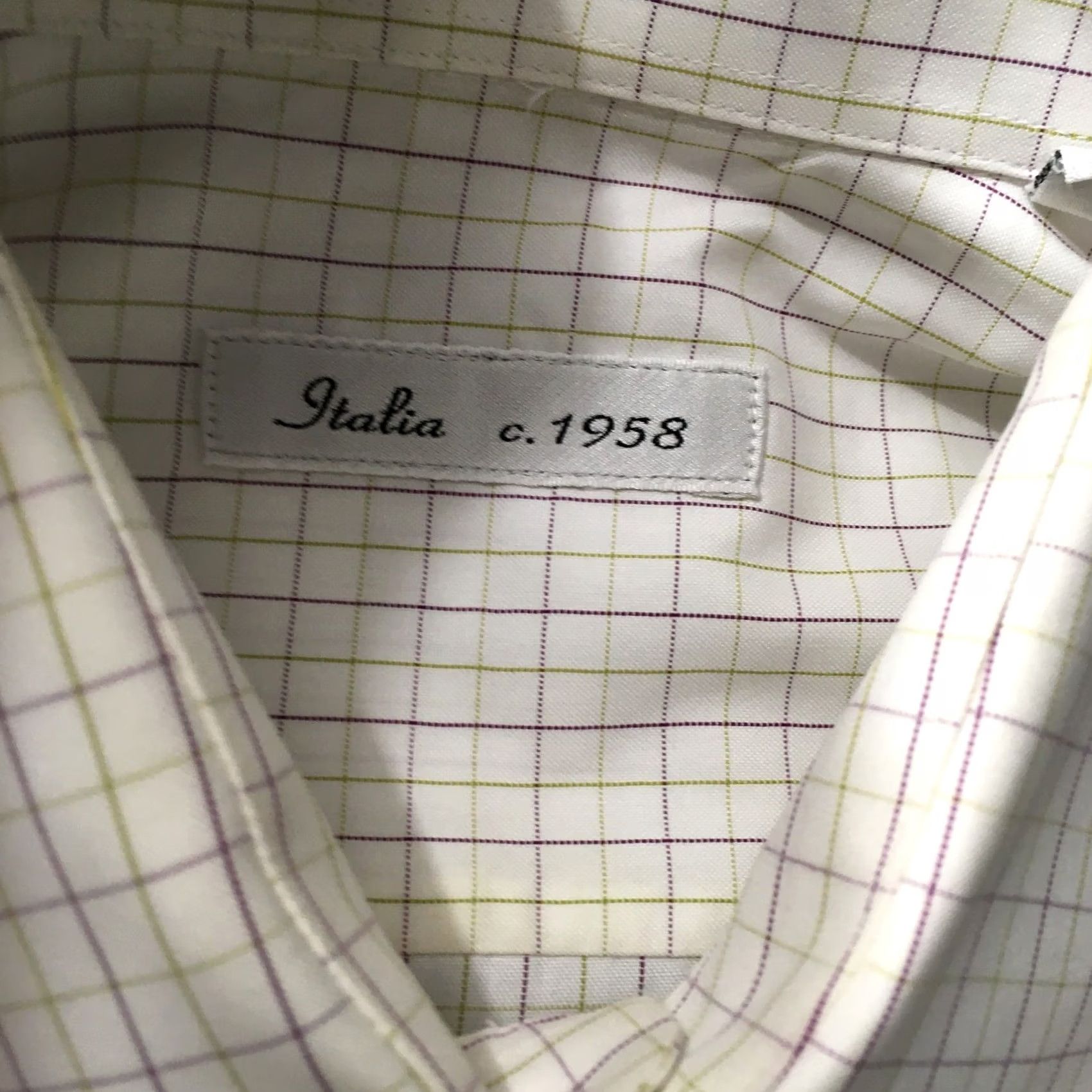 Tallia Vintage Italia 1958 Designer Shirt Men's LARGE WHITE CHECK Long Sleeve Size US L / EU 52-54 / 3 - 2 Thumbnail