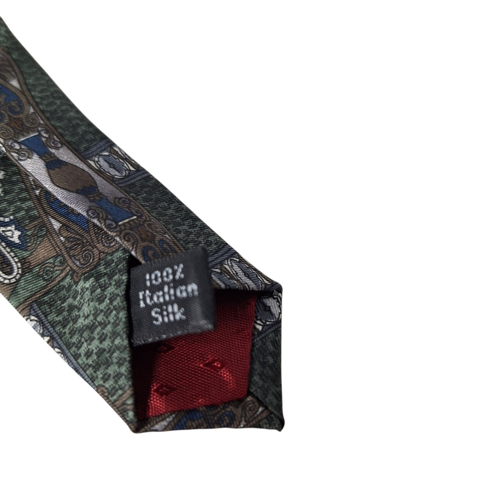 Van Heusen 417 by Van Heusen Silk Tie Paisley Geometric Floral Green Bl Size ONE SIZE - 7 Thumbnail