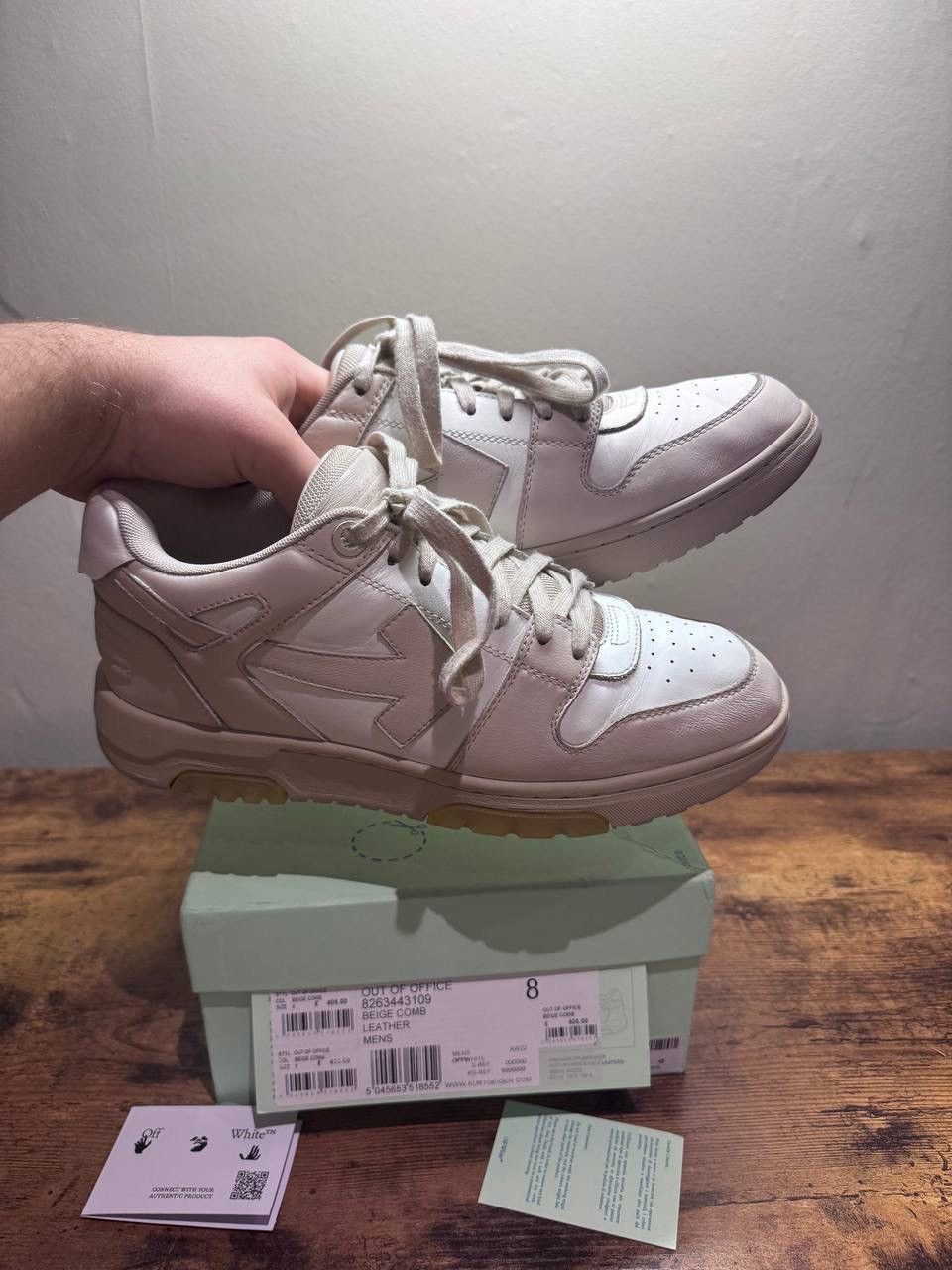 Off-White Off-White Out Of Office Sneakers Beige White EU 42 Leather Size US 9 / EU 42 - 1 Thumbnail