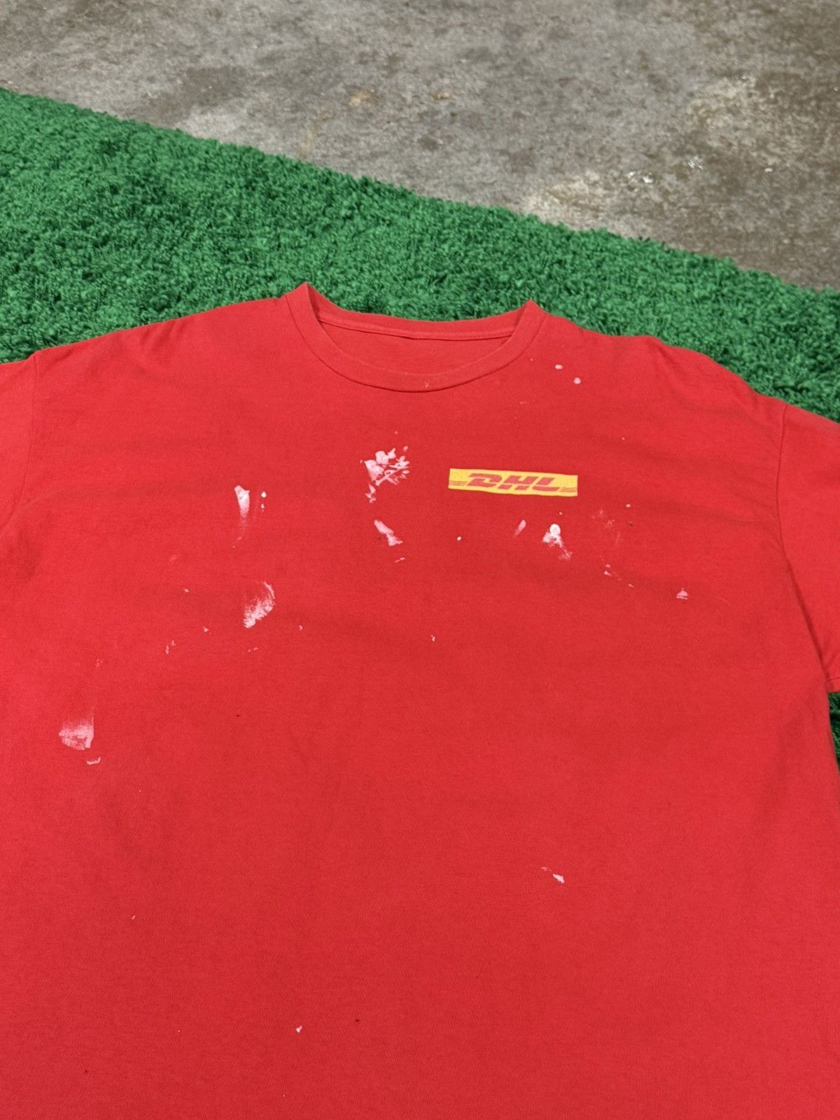 Vintage Vintage Distressed DHL Logo Tee Red 2XL XXL Paint Splatter Size US XXL / EU 58 / 5 - 3 Thumbnail
