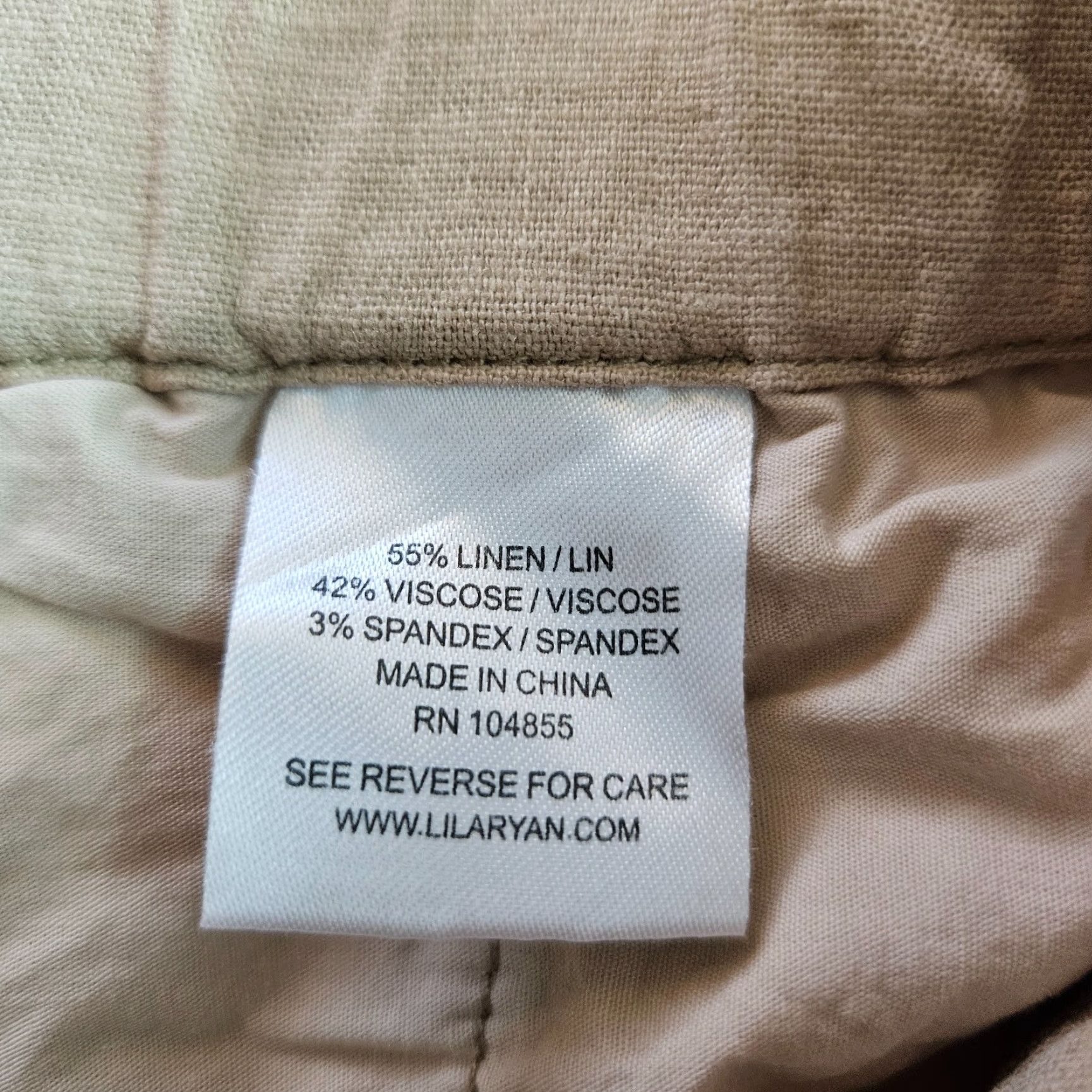Vintage Lila Ryan Womens Cropped Pants Sz Large Tan High Rise Linen Blend Cropped Pants Size 36" / US 14 / IT 50 - 6 Thumbnail