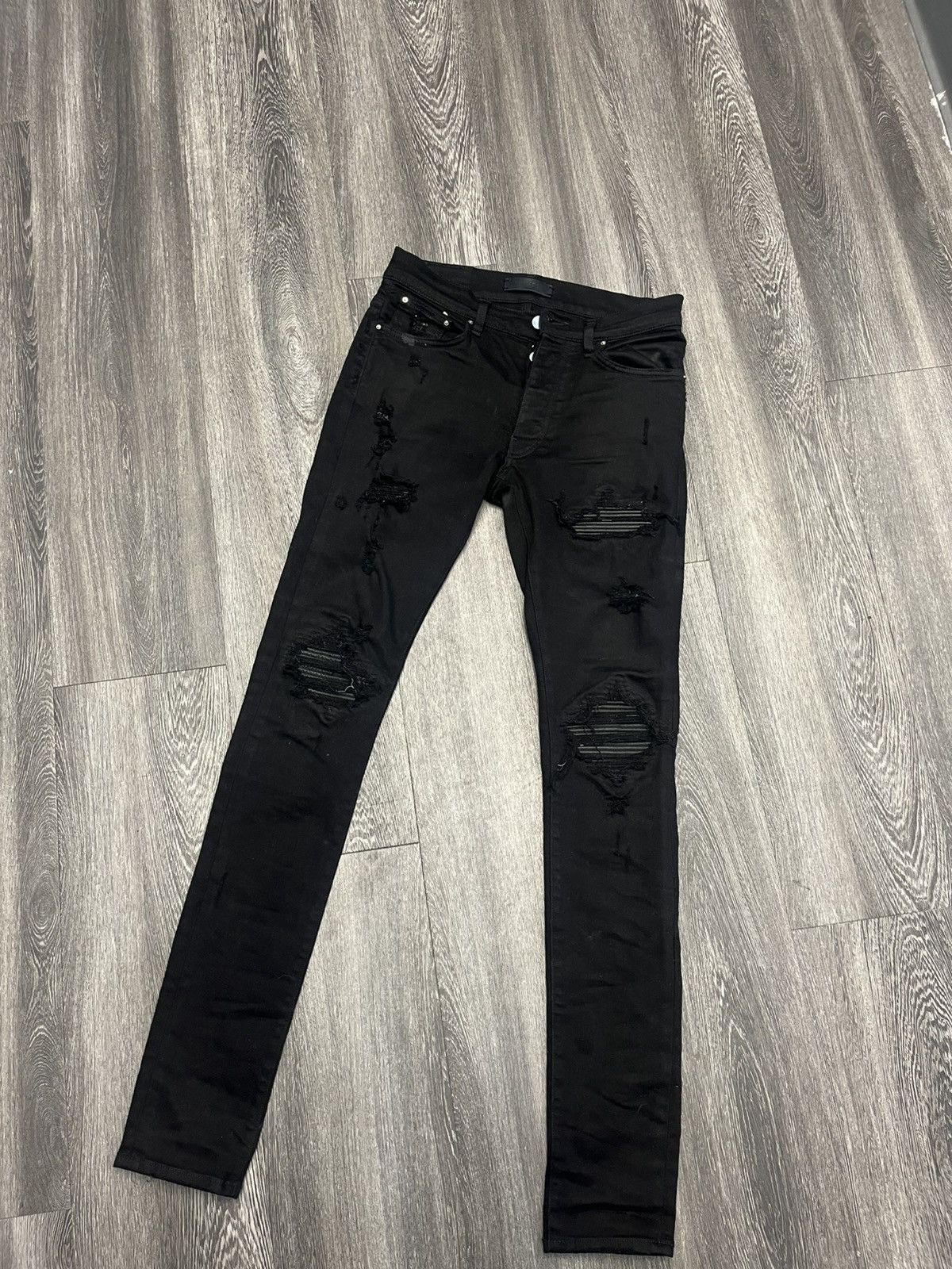 Pre-owned Amiri Mx1 ‘black Patches' Skinny Jeans-size 30
