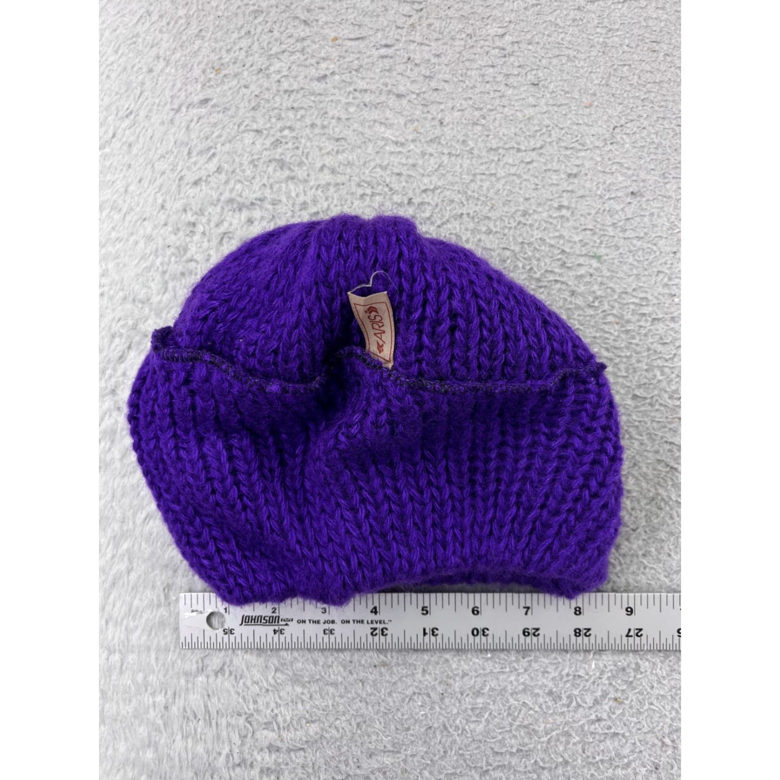 Vintage Aris Beanie Womens One Size Purple Knit 100% Acrylic Made USA Winter Ski Hat/Cap Size ONE SIZE - 4 Thumbnail