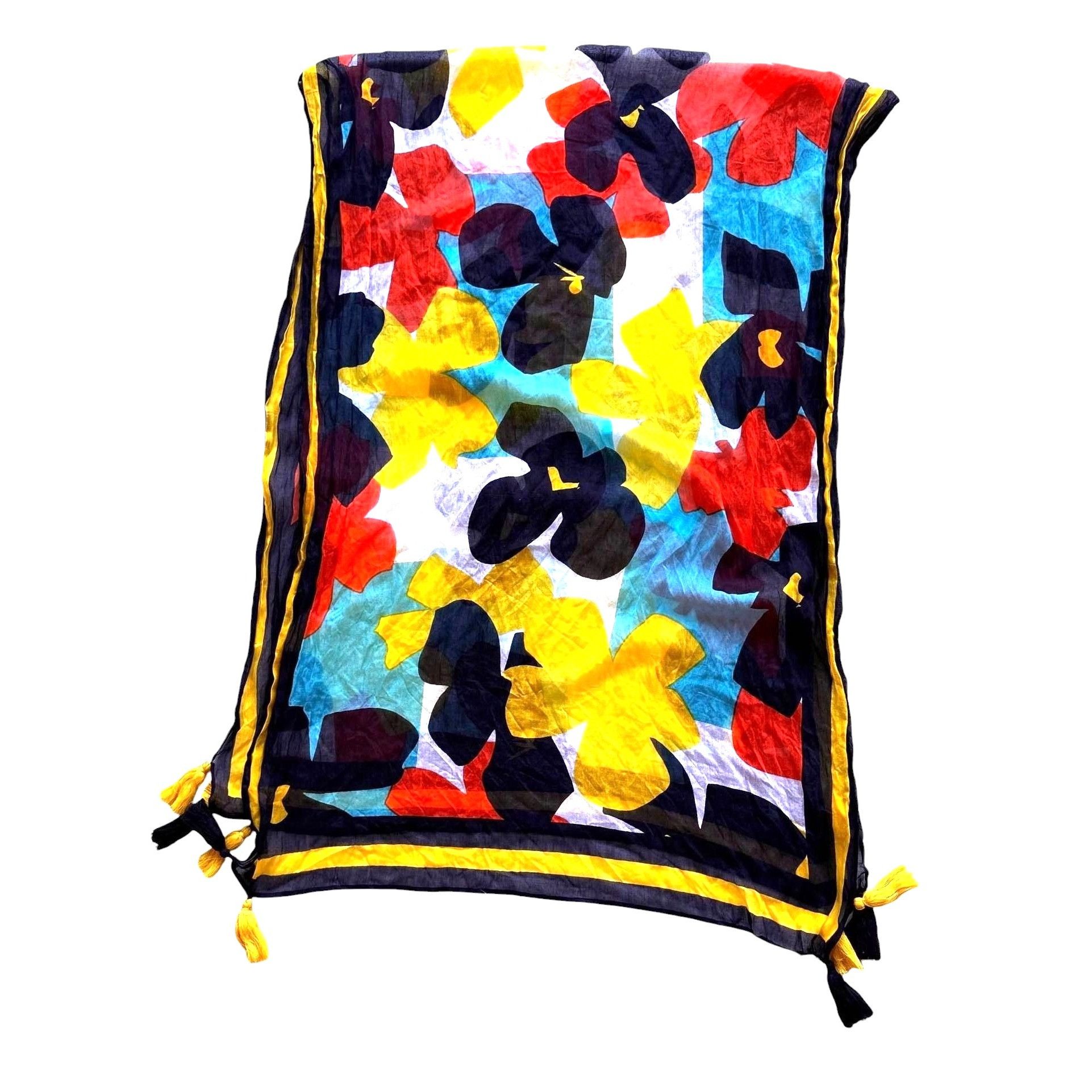 Vintage Vintage Flower Power Scarf Long Tassel Corners 74 in L x 31 Size ONE SIZE - 8 Thumbnail
