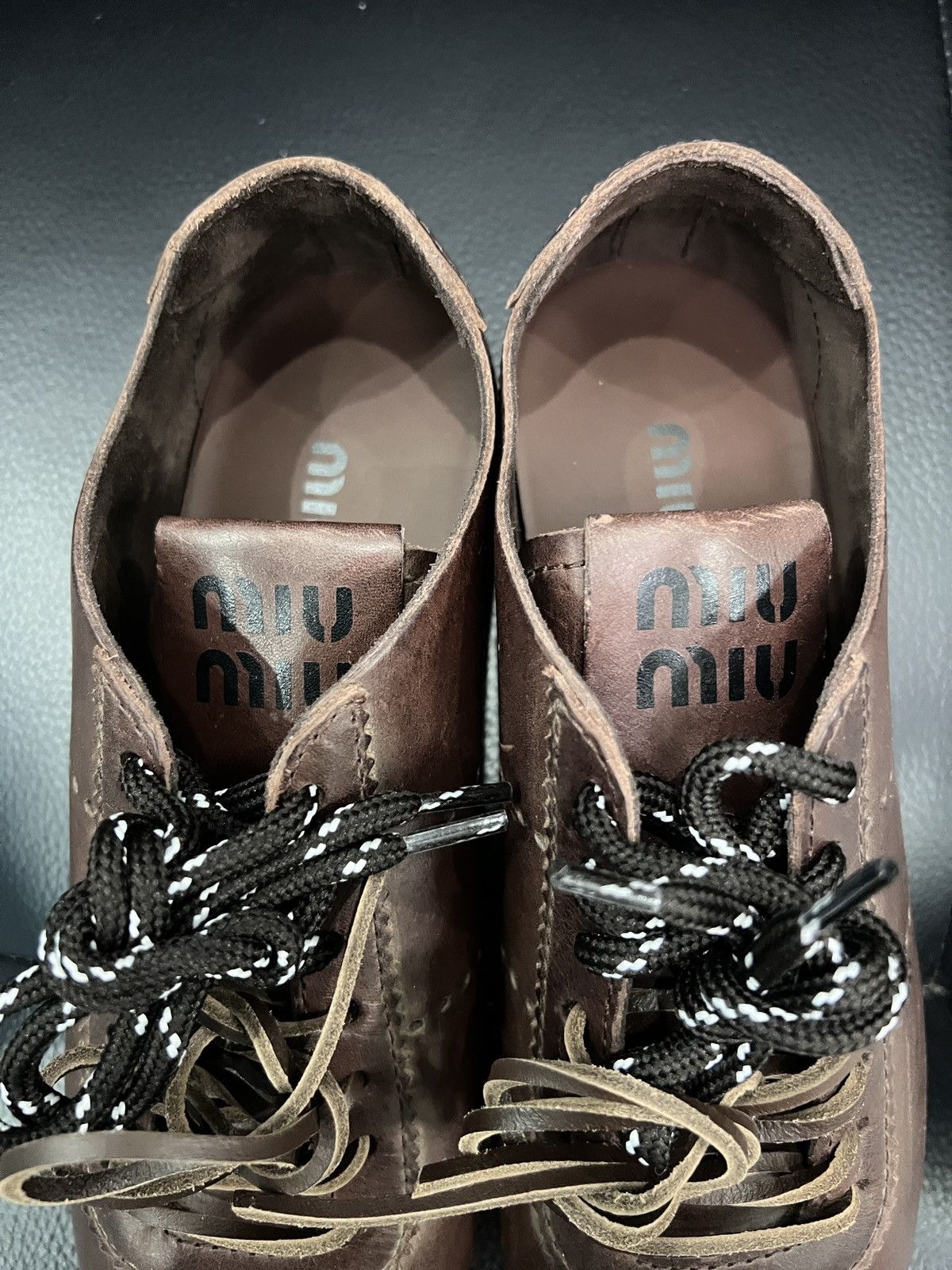 Miu Miu Miu Miu SS26 Plume Distressed Leather Sneakers Size US 6.5 / IT 36.5 - 12 Thumbnail