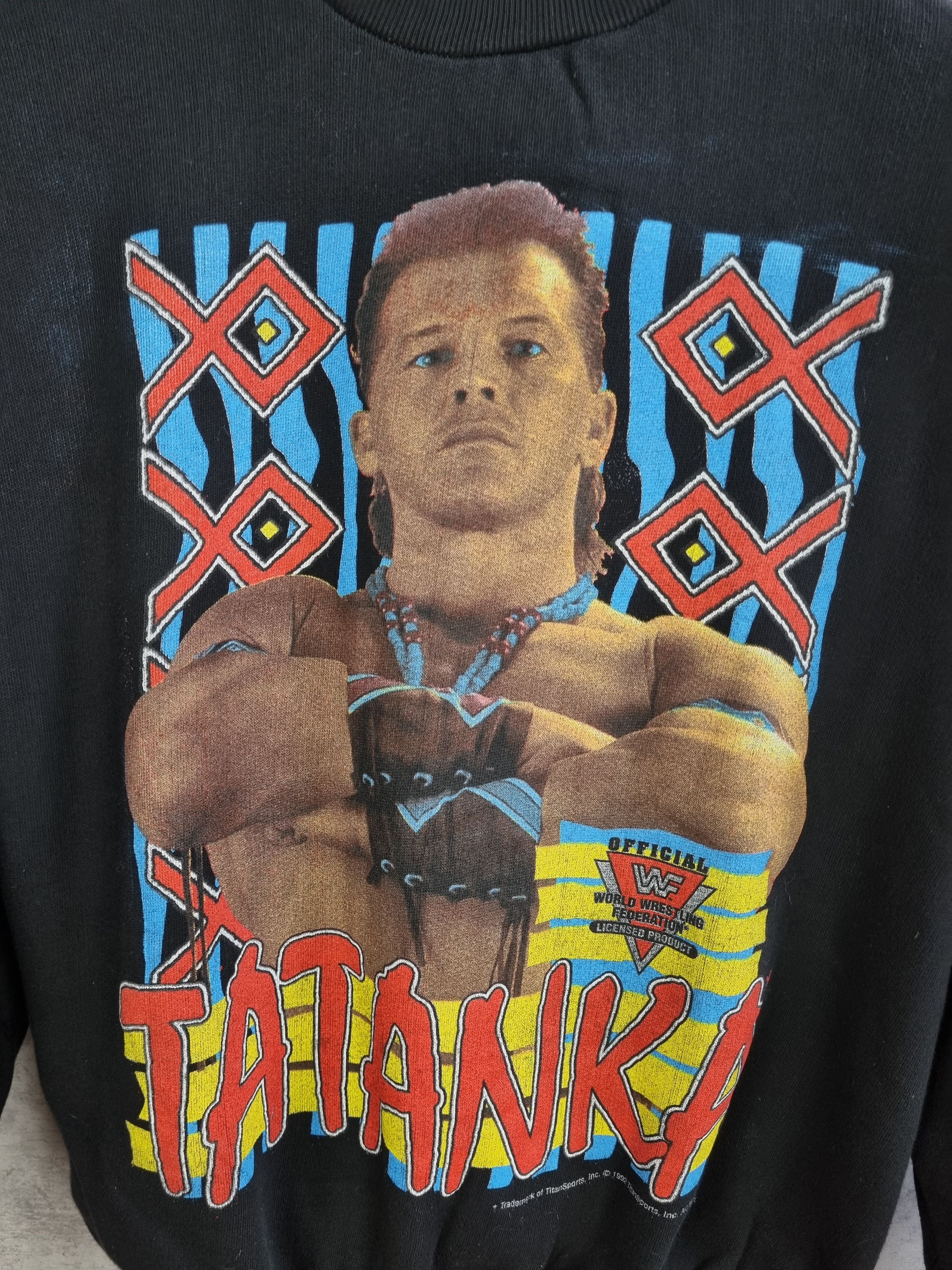 Vintage × WWE × WWF 92' Tatanka Big Portret TitanSport Wresling Sweatshirt Size US M / EU 48-50 / 2 - 4 Thumbnail