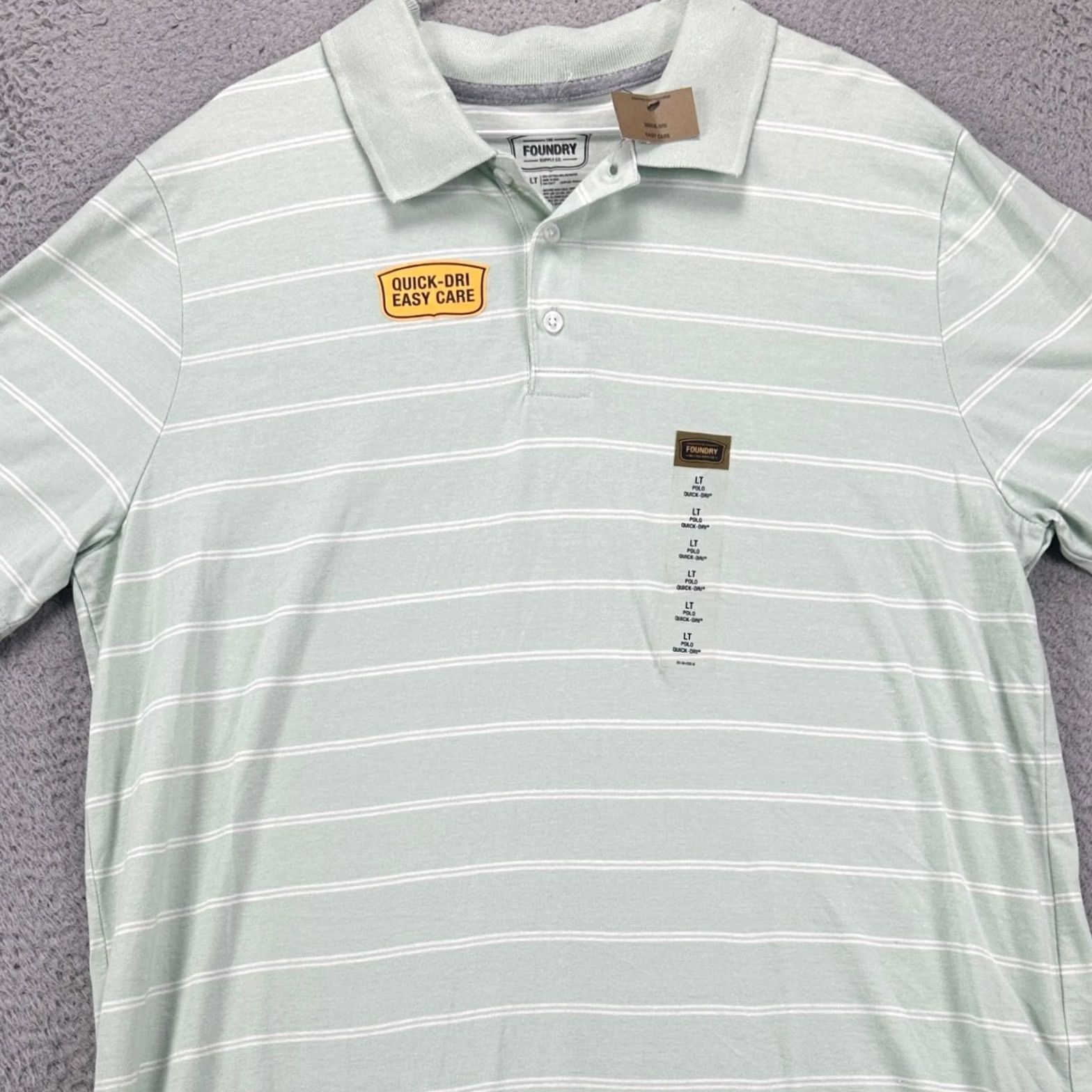 Vintage The Foundry Supply Co. Polo Shirt Men Large Tall Green Striped Quick-Dri NEW Size US L / EU 52-54 / 3 - 2 Thumbnail