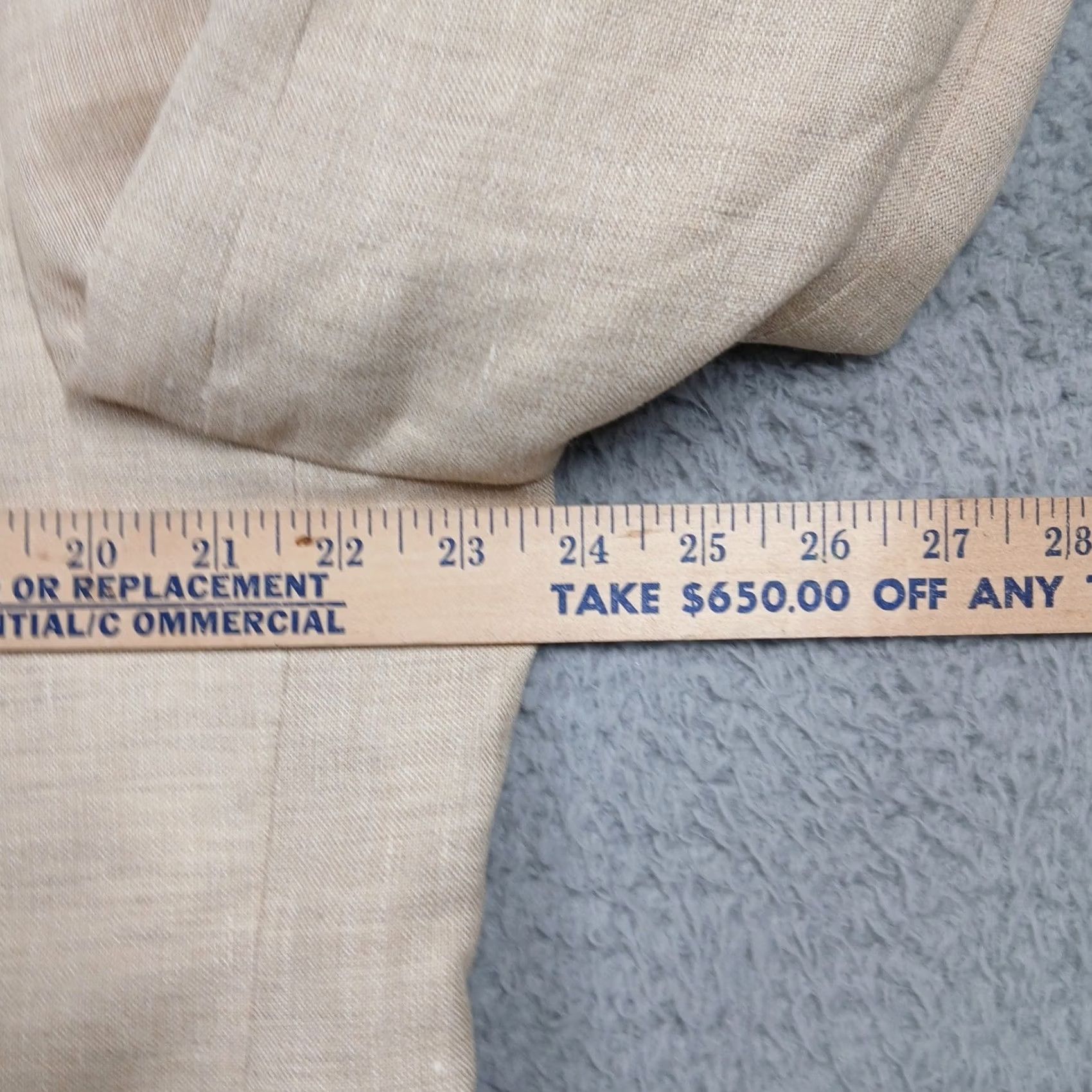 Jos. A. Bank Jos. A. Bank Men's Beige Linen Wool Blend Two Button Sport Coat Blazer 44L Size 44R - 6 Thumbnail