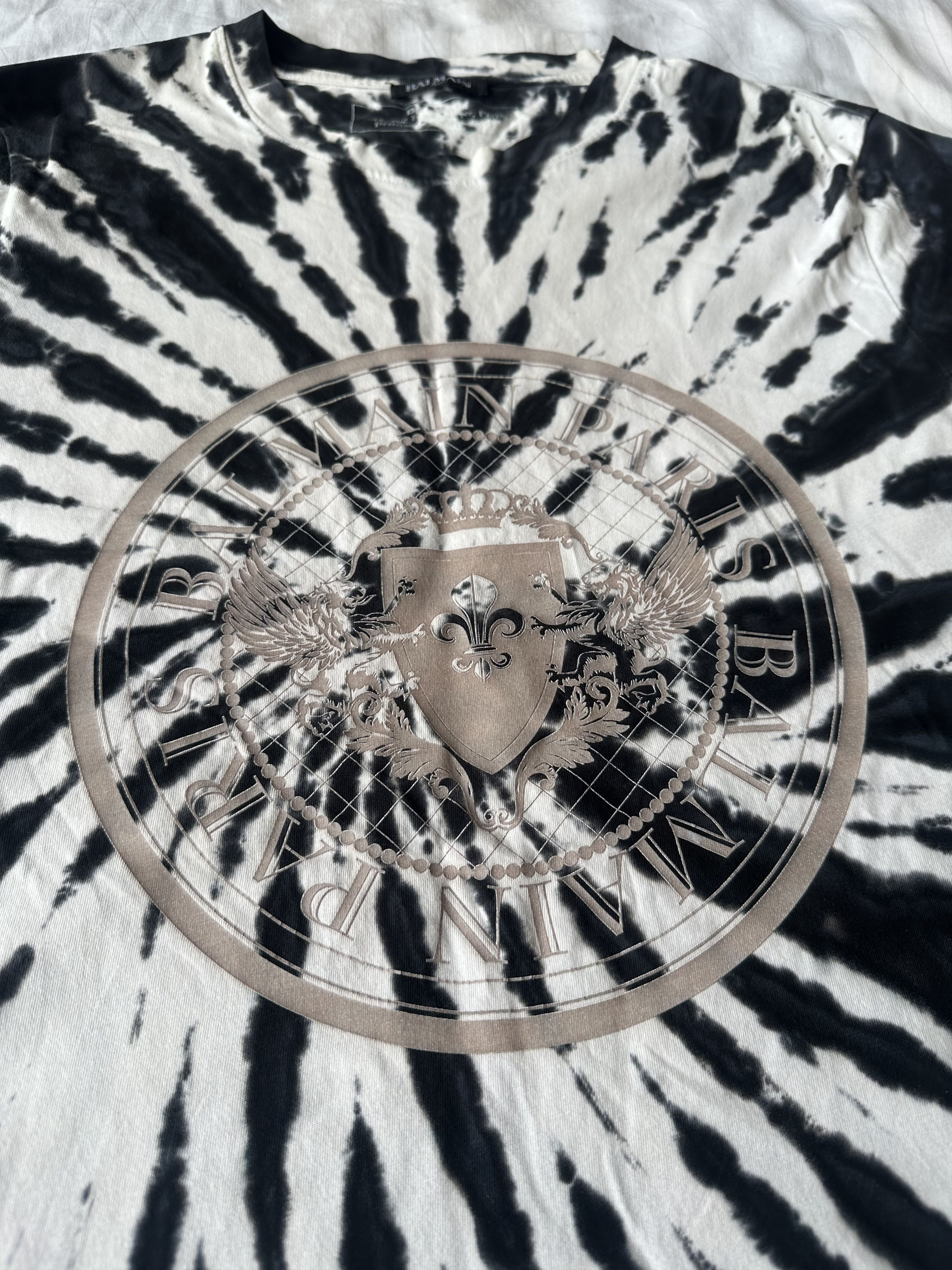 Balmain SS18 Balmain White Black Tie Dye Coin Logo T-shirt Size US M / EU 48-50 / 2 - 3 Thumbnail