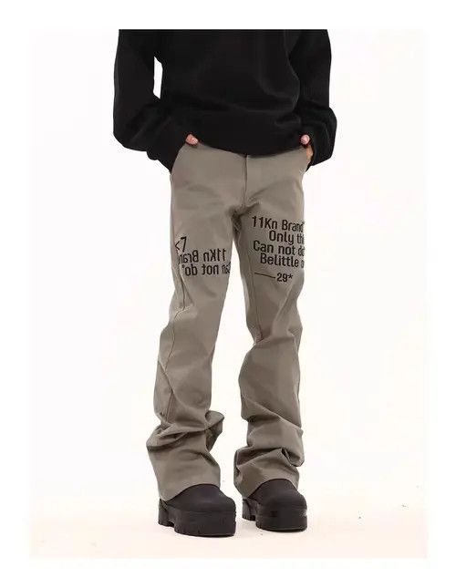 Japanese Brand Vintage street slogan embroidered micro flare casual pants Size US 32 / EU 48 - 4 Thumbnail