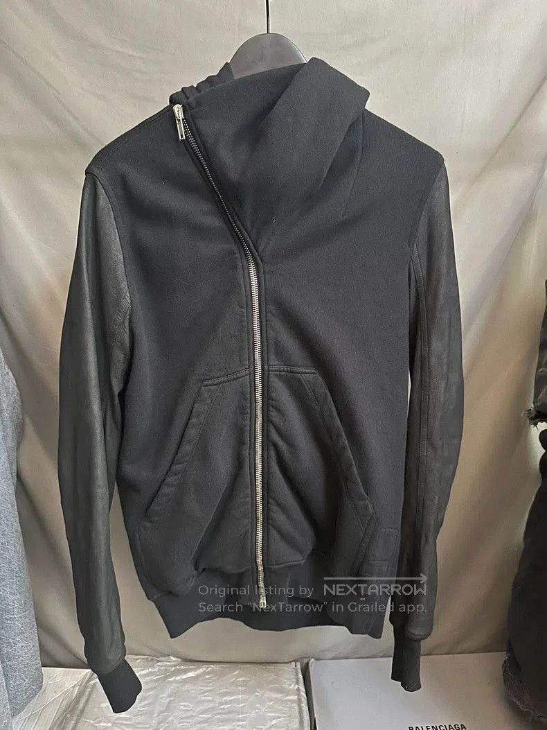 Rick Owens Rick Owens leather sleeve wizard hoodie . Size US S / EU 44-46 / 1 - 1 Thumbnail