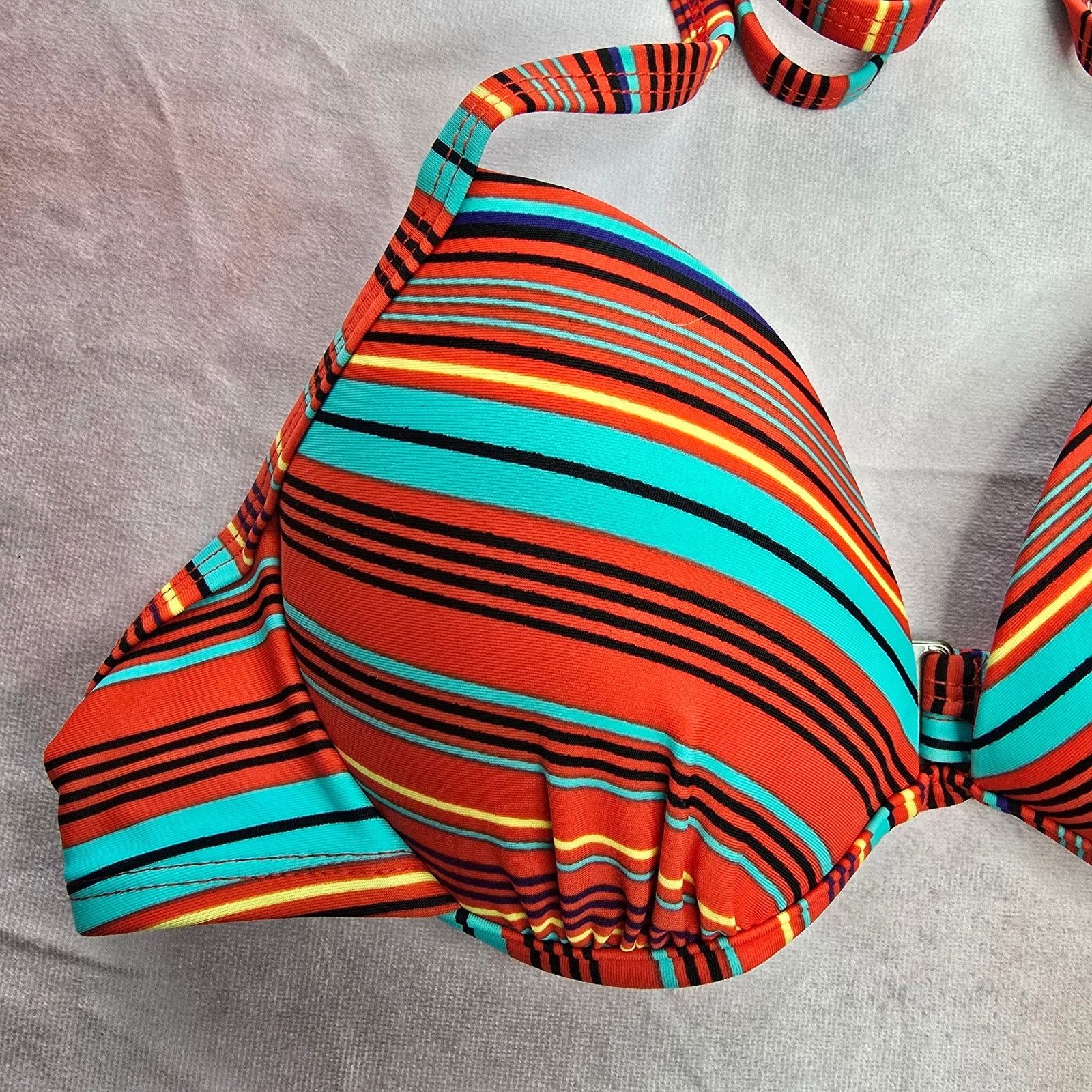 Other Xhilaration Red Blue Stripe Padded String Wired Bikini Top M Size ONE SIZE - 5 Thumbnail