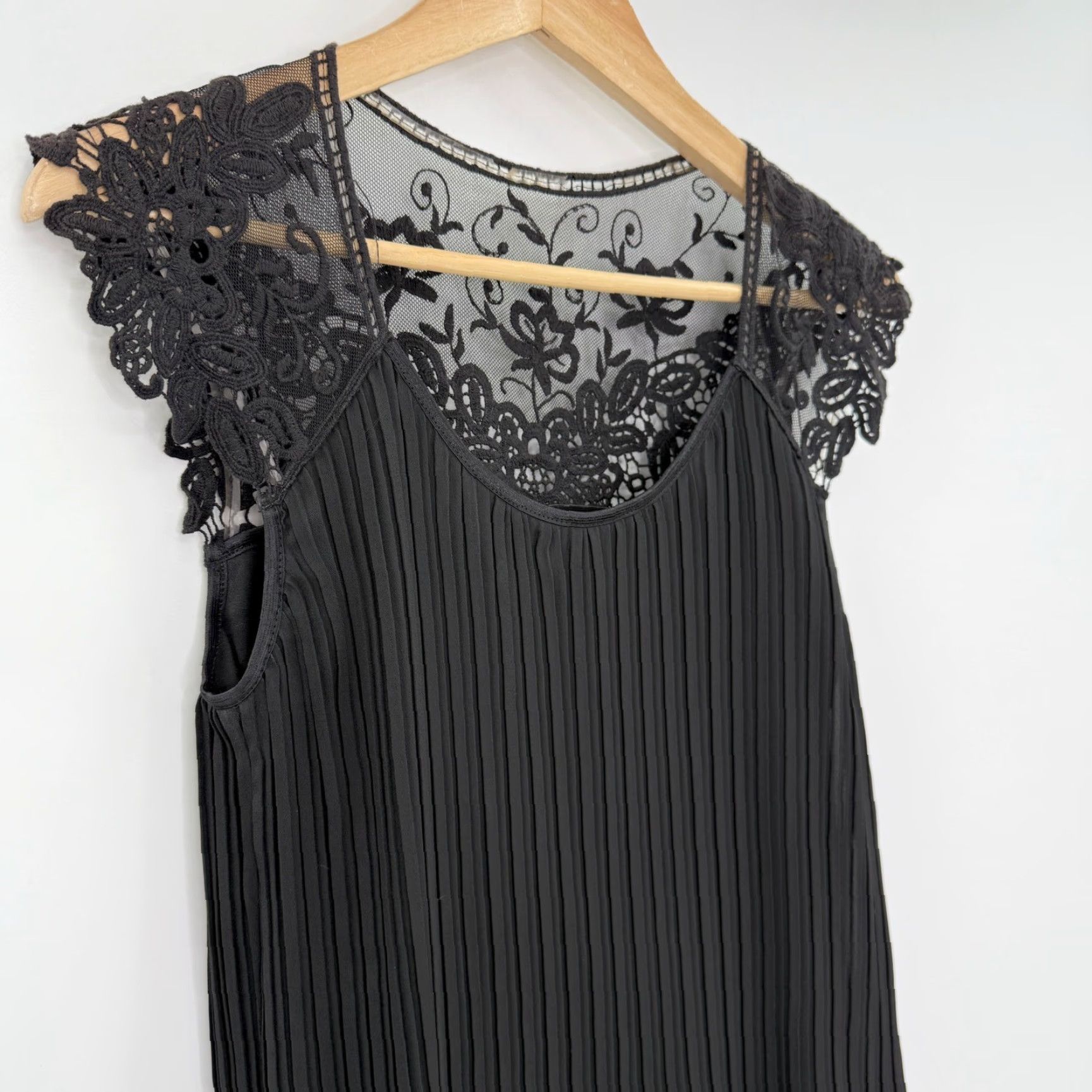 Vintage VINTAGE Robbie Bee Black Pleated Dress Lace Detail Cocktail Party Event Sz 6 Classic Size M / US 6-8 / IT 42-44 - 3 Thumbnail
