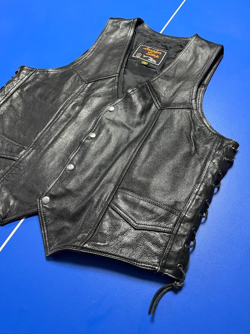 The Leather Shop Leather Motorcycle Biler Vest Size 50S - 3 Thumbnail