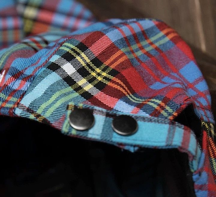 Japanese Brand Retro punk y2k colourful check plaid tartan flat cap hat Size ONE SIZE - 5 Thumbnail