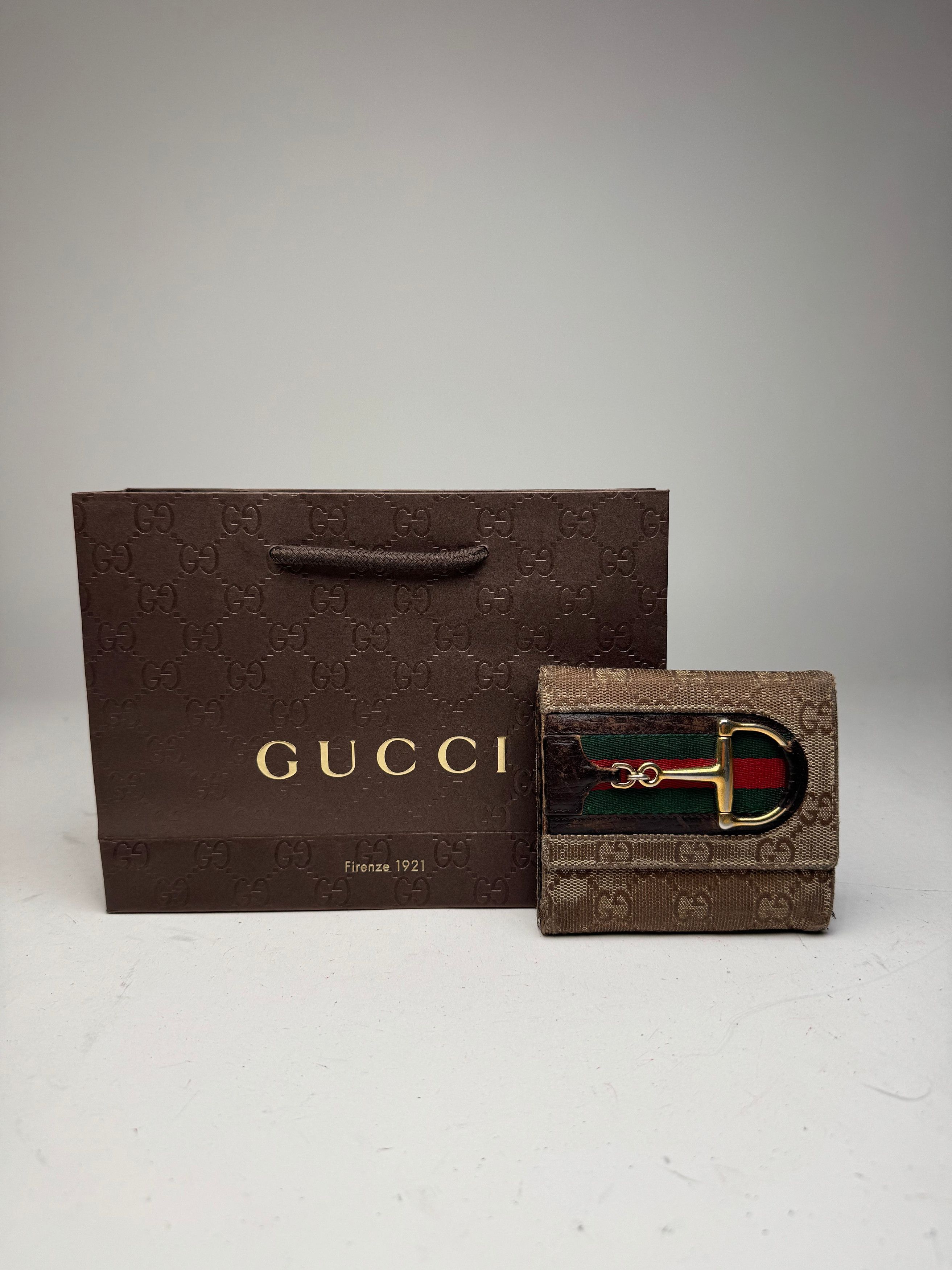 Gucci Vintage Monogram Leather Wallet beige brown Size ONE SIZE - 1 Thumbnail