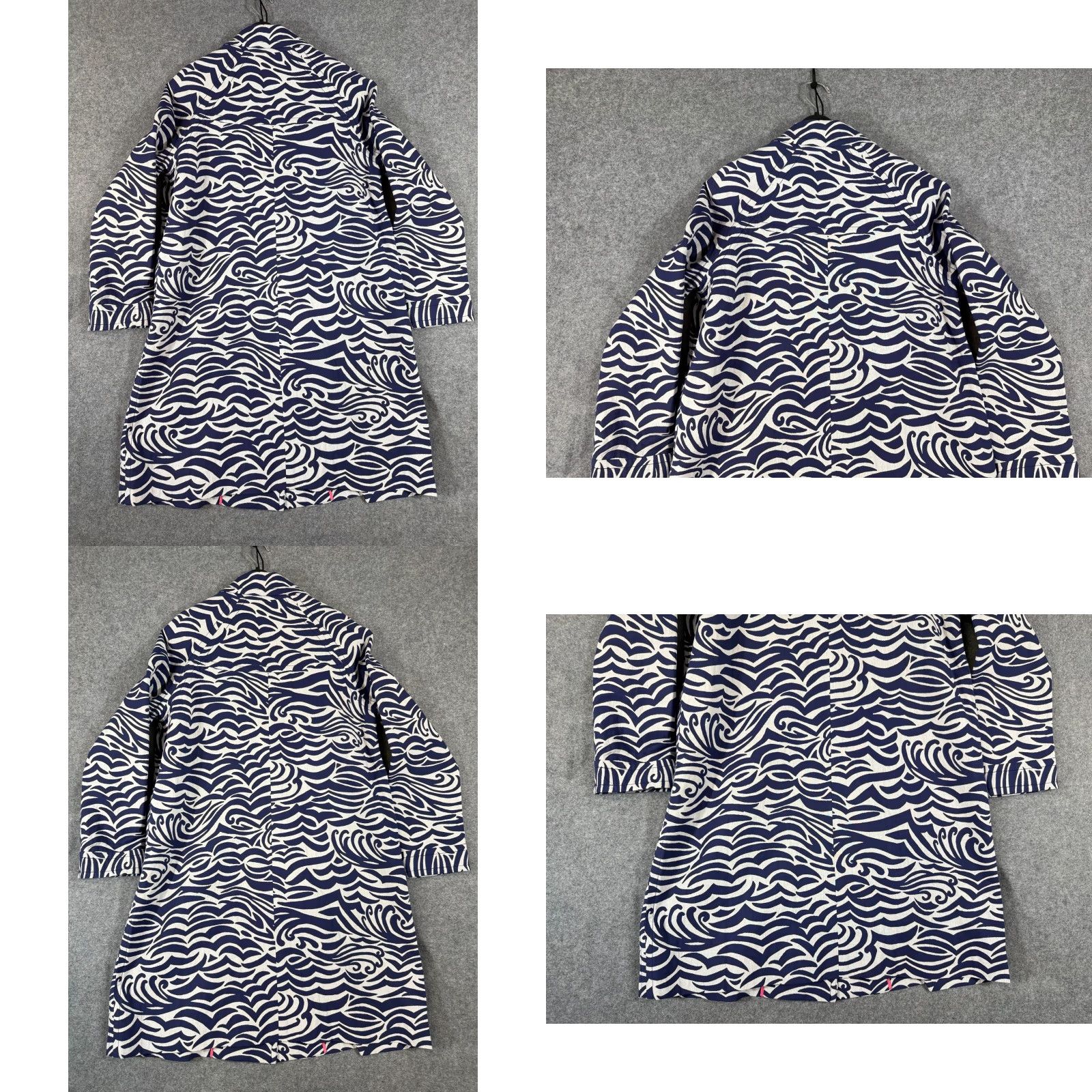Lilly Pulitzer Lilly Pulitzer Jacket Womens M Blue White Abstract Swirl Print Pockets Overcoat Size M / US 6-8 / IT 42-44 - 8 Thumbnail