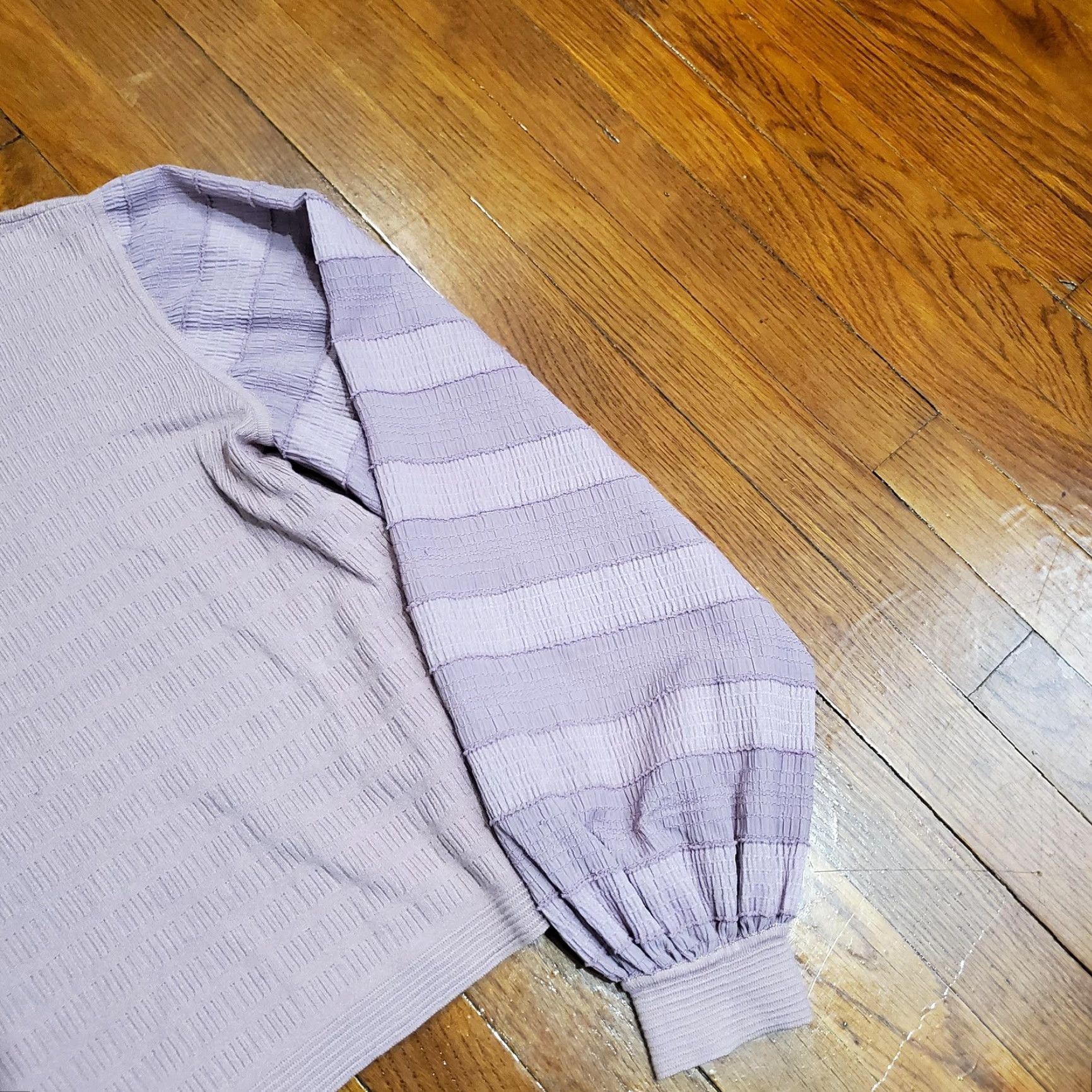 Club Monaco Club Monaco Sweater Womens Small Purple Balloon Sleeve Striped Knit Pullover Size S / US 4 / IT 40 - 4 Thumbnail