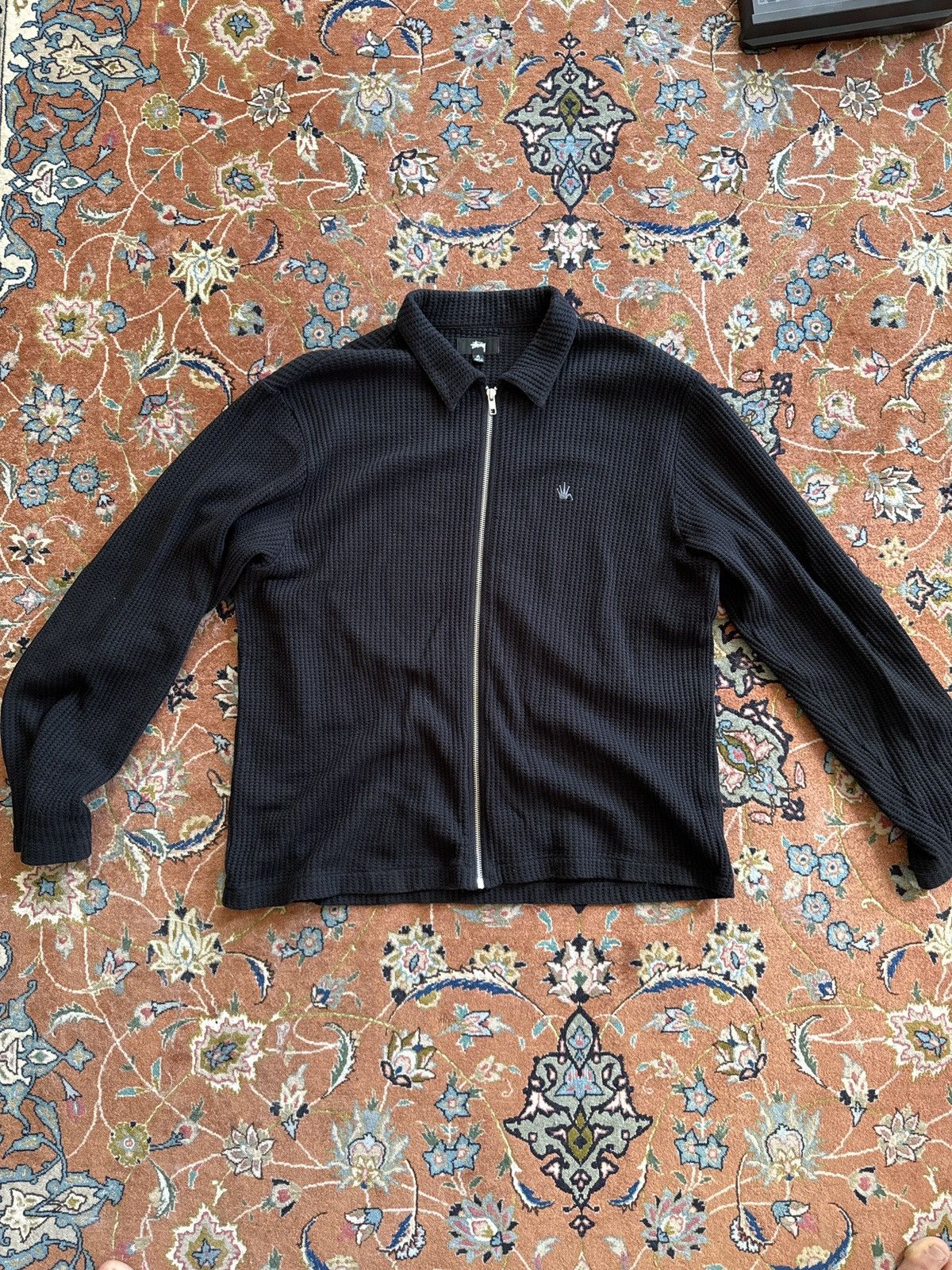 トップス stussy Big Thermal Zip Shirt STUSSY BIG THERMAL ZIP SHIRT BLACK