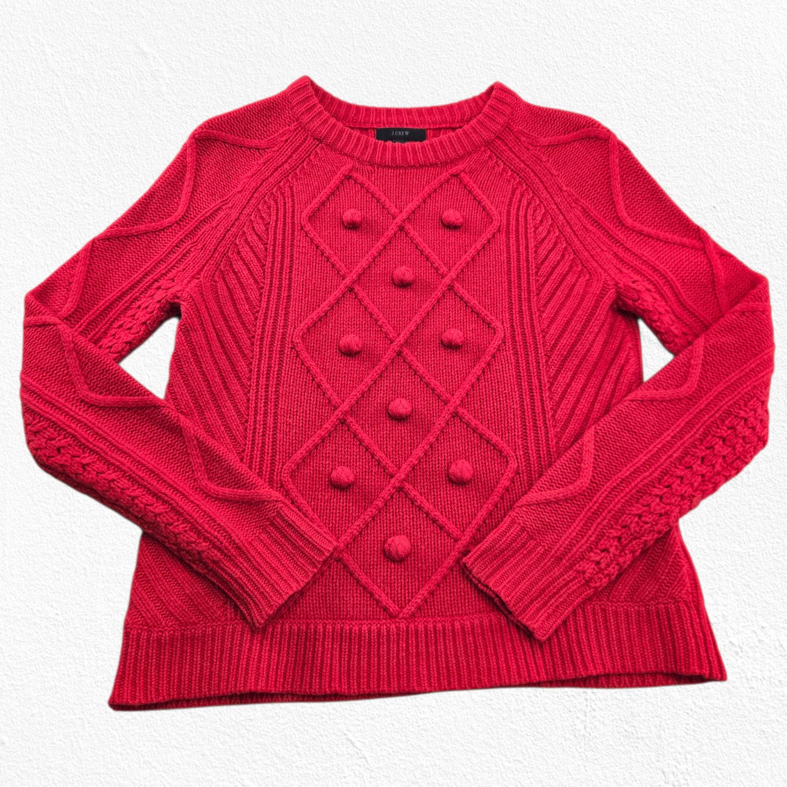 J.Crew J.Crew Red Wool Cable Knit Bobble Sweater Size XXS Size XXS / US 00 / IT 34 - 2 Thumbnail