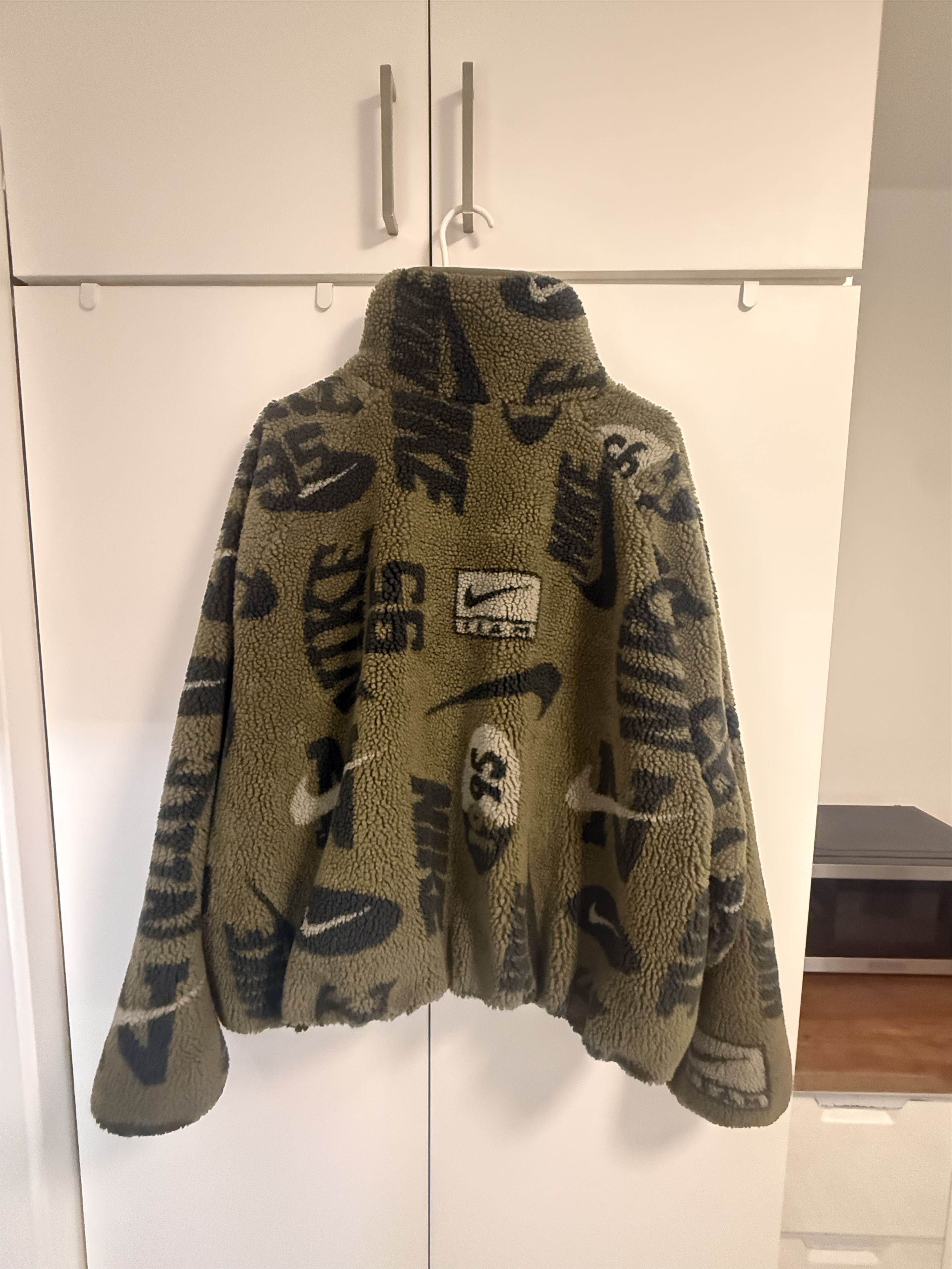 Nike Nike Fleece Olive Sherpa Crop Jacket Size XL / US 12-14 / IT 48-50 - 7 Thumbnail