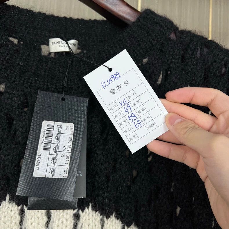 Saint Laurent Paris Saint Laurent ParisBlack and white striped cut-out sweater Size US XXL / EU 58 / 5 - 6 Thumbnail