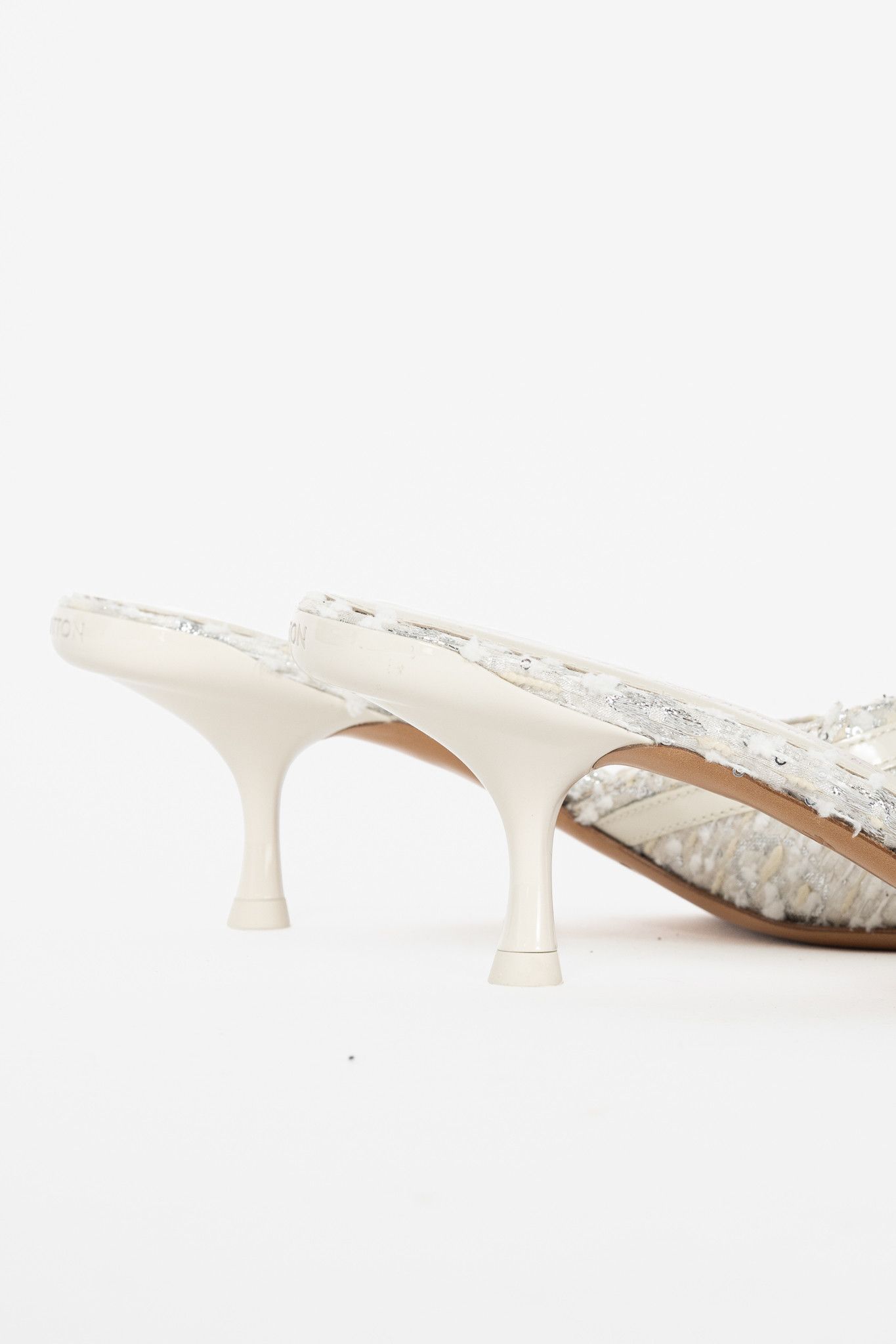 Louis Vuitton Louis Vuitton 6AM Blanc Monogram Tweed Mule Sandals Size US 6.5 / IT 36.5 - 8 Thumbnail