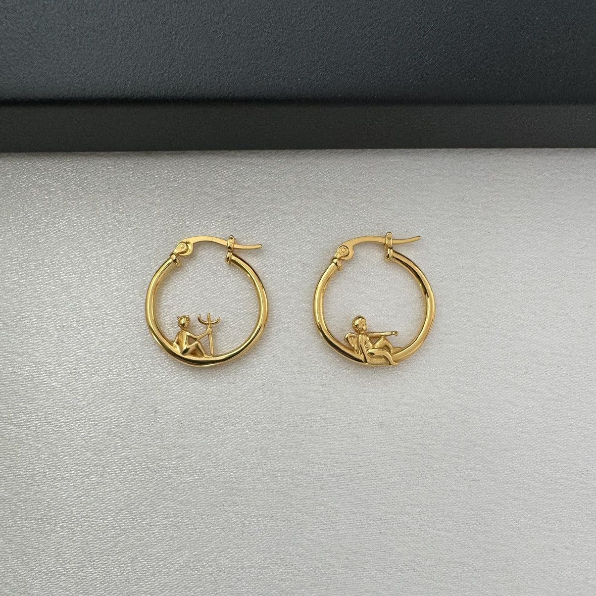 Other 20mm Angel Demon Gold Hoop Earrings for Women Size ONE SIZE - 1 Thumbnail