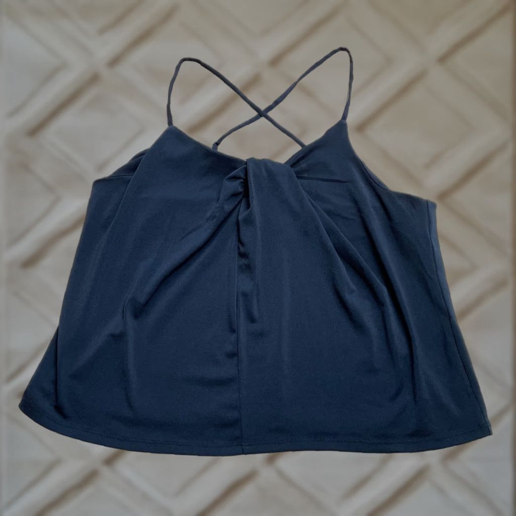 Banana Republic VINTAGE Banana Republic Camisole Tank Top Womens Large Navy Blue Polyester Cami Size L / US 10 / IT 46 - 1 Thumbnail