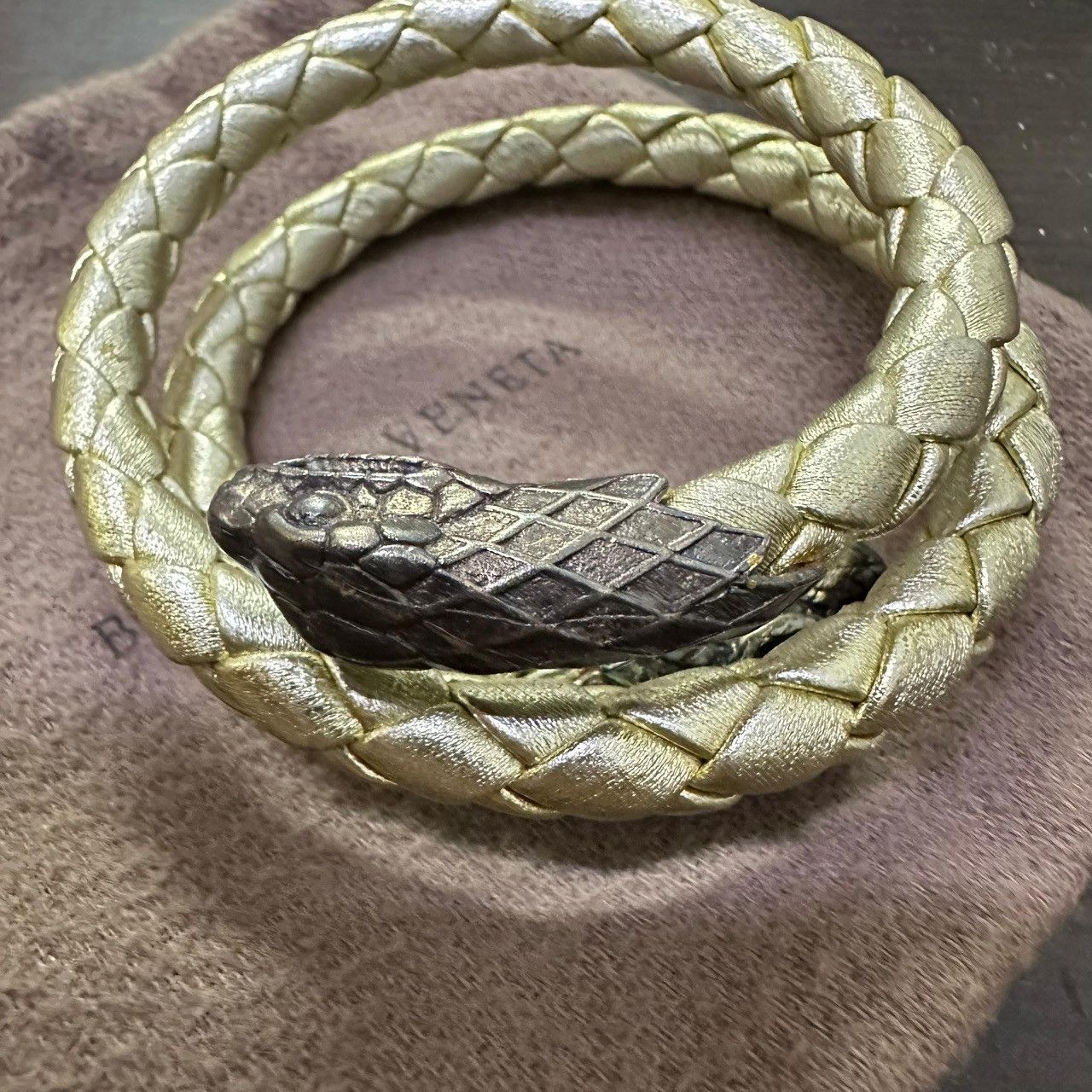 Bottega Veneta Bottega Veneta Vintage Snake Bracelet 925 Silver Leather Size ONE SIZE - 14 Thumbnail