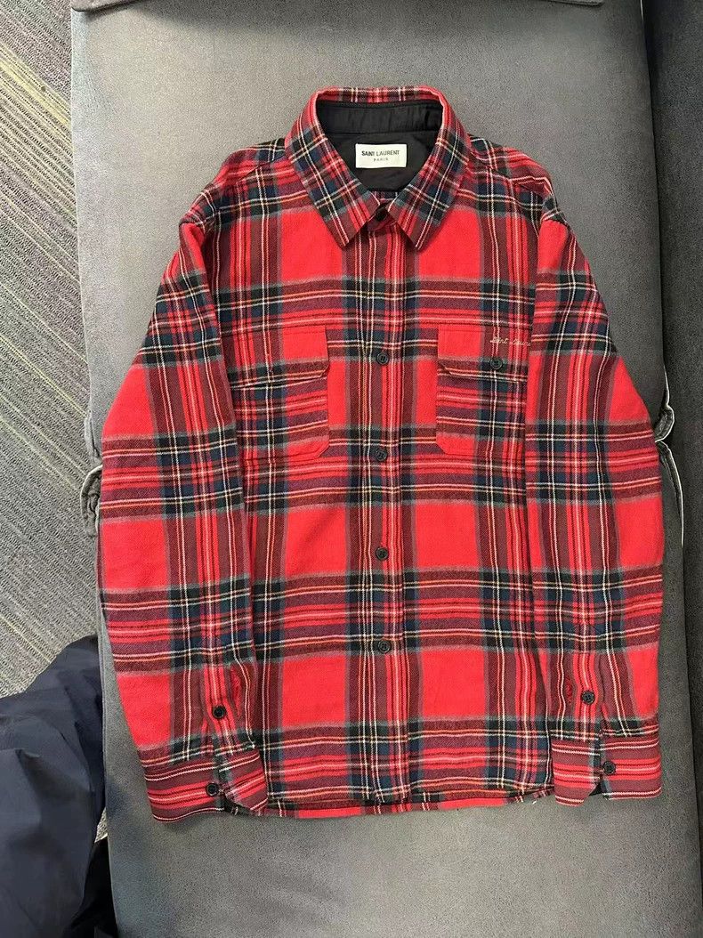 Saint Laurent Paris Saint Laurent Paris size 39 21 FW red wool plaid shirt 250 Size US M / EU 48-50 / 2 - 1 Thumbnail