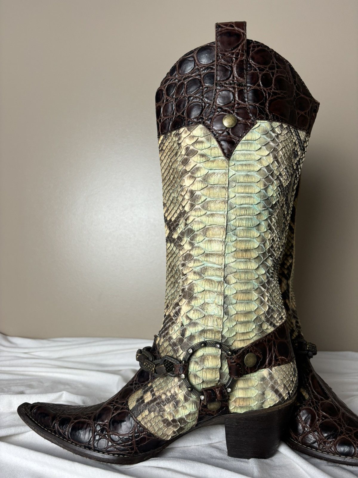 Vintage Real animal skin leather high vintage boots Cossacks Size US 6 / IT 36 - 6 Thumbnail