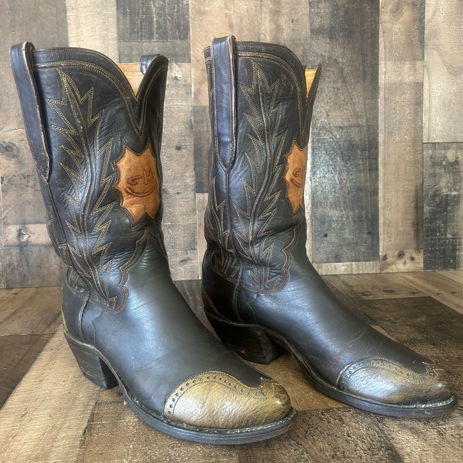 Other Custom Vintage Unbranded Wingtip Cowboy Boots Mens 11 D Size US 11 / EU 44 - 3 Thumbnail