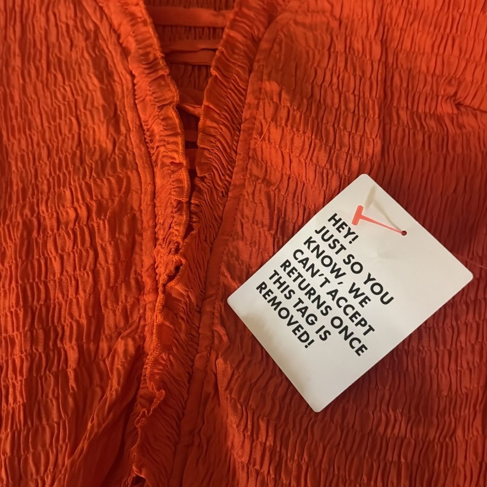 Topshop Topshop Crinkle Ruched Lace Long Sleeve Top - Orange Size M / US 6-8 / IT 42-44 - 6 Thumbnail