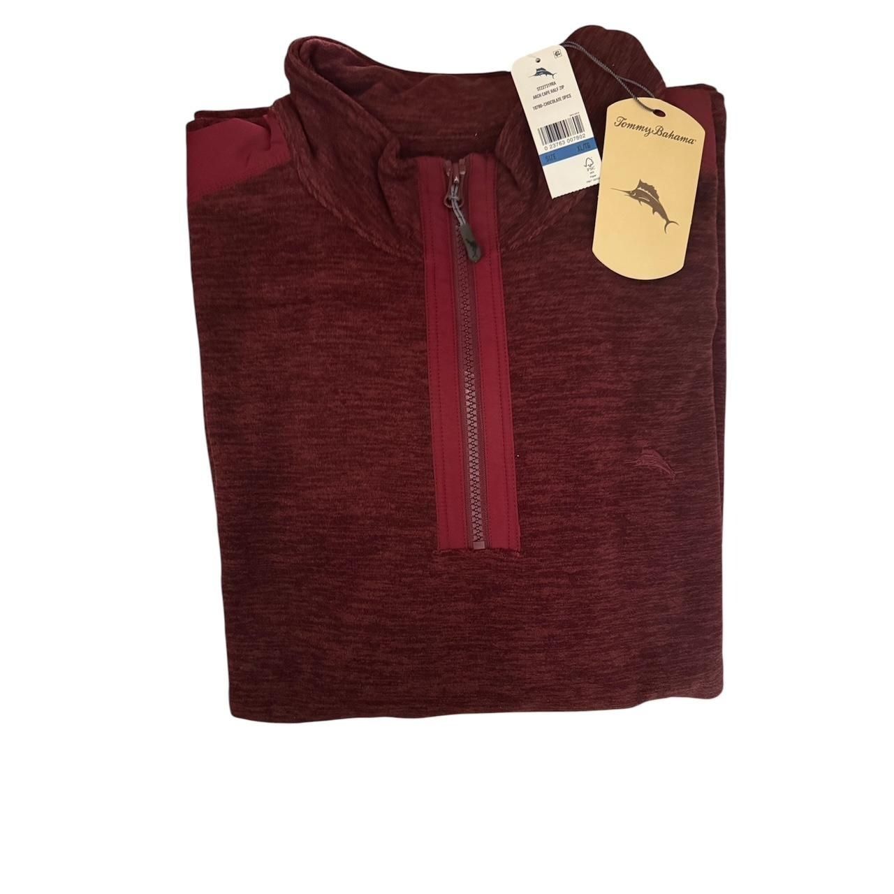 Tommy Bahama Tommy Bahama Mens Wine Half Zip Stand Collar Pockets Knit Pu Size US XL / EU 56 / 4 - 3 Thumbnail