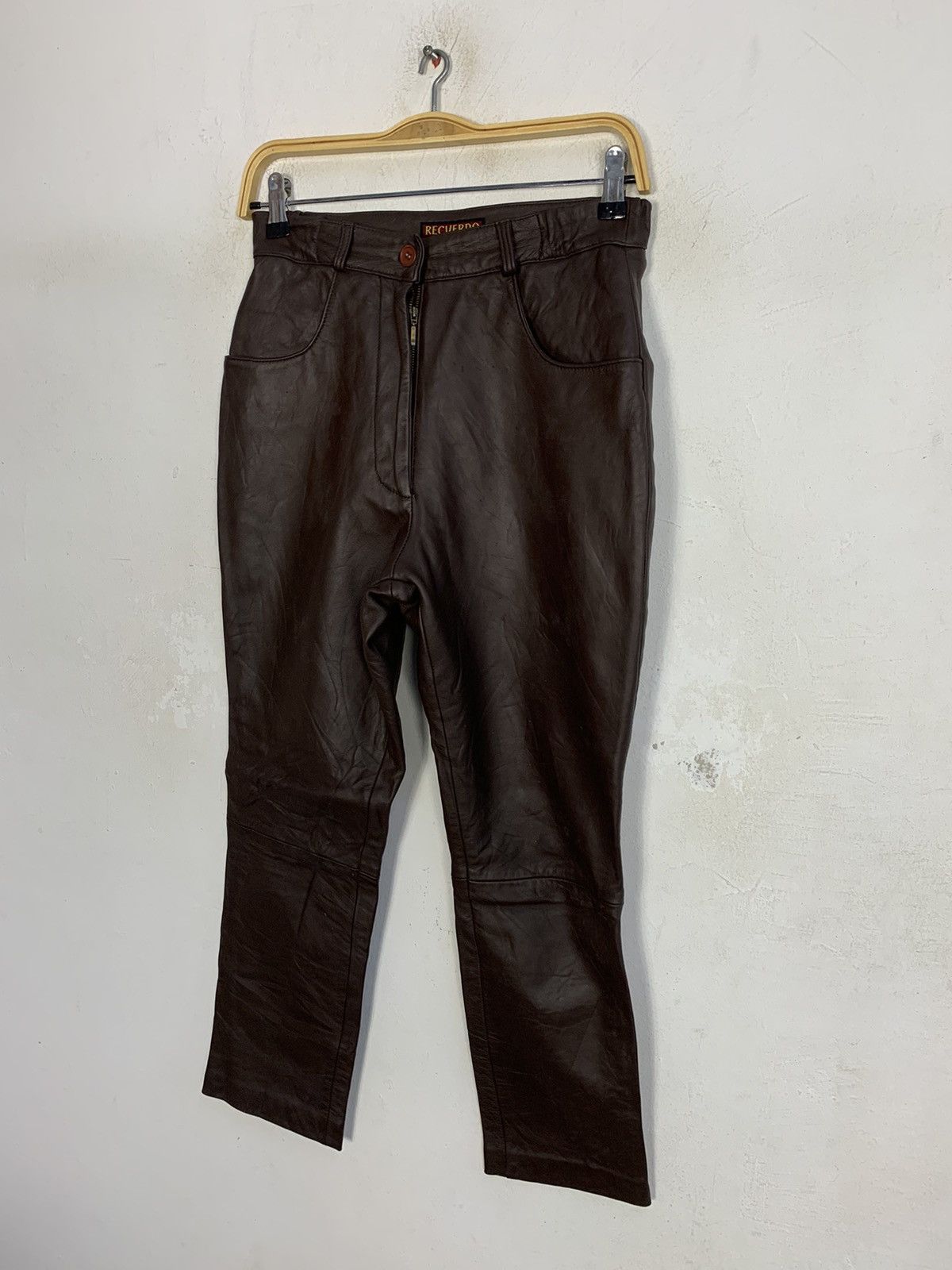 Leather Recverdo World Leather Pant Double Knee Stretchable Waist Size 26" / US 2 / IT 38 - 4 Thumbnail