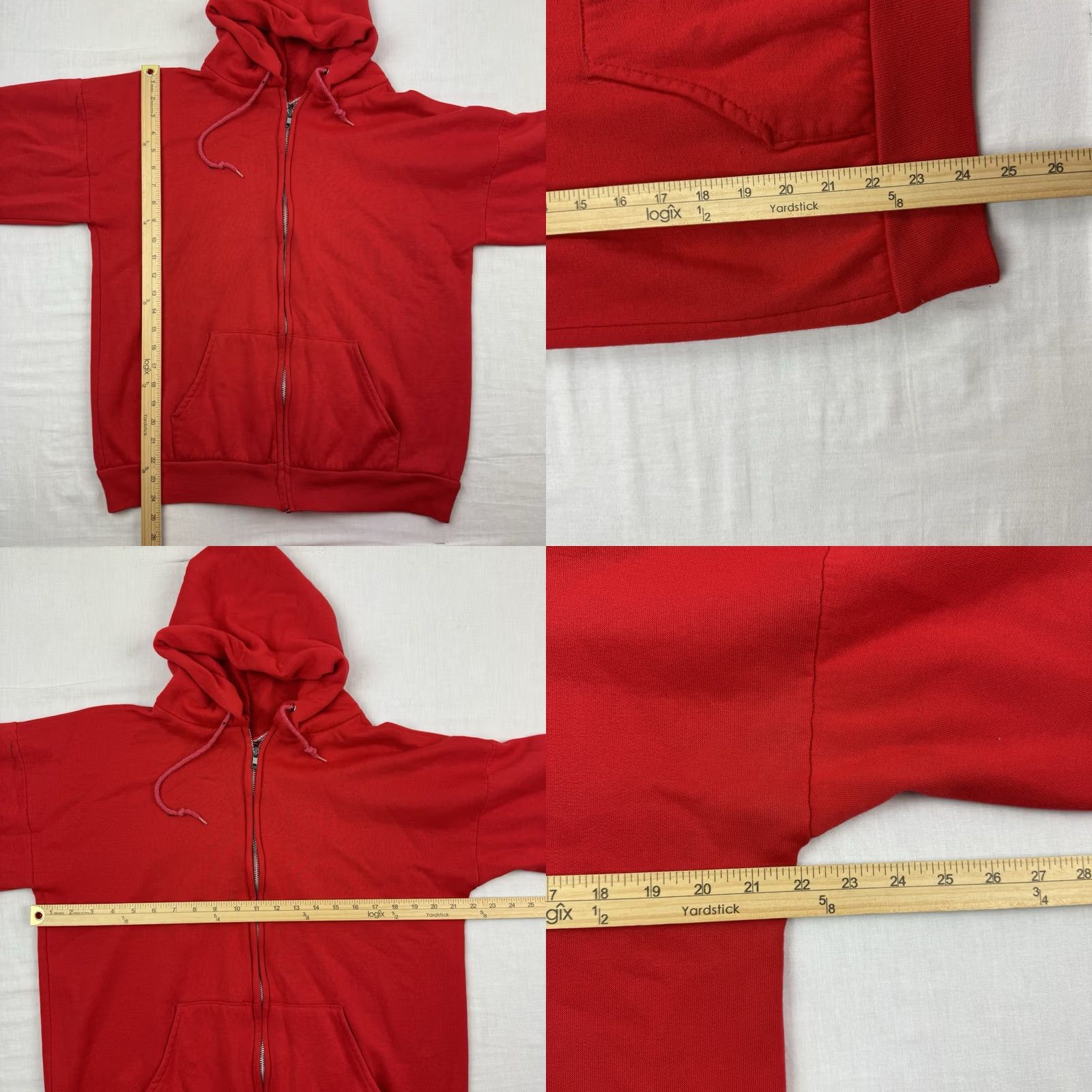 Vintage VINTAGE Full Zip Hoodie Mens Adult Medium Red Sweatshirt Pockets 90s 80s USA Cotton Blend Size US M / EU 48-50 / 2 - 8 Thumbnail
