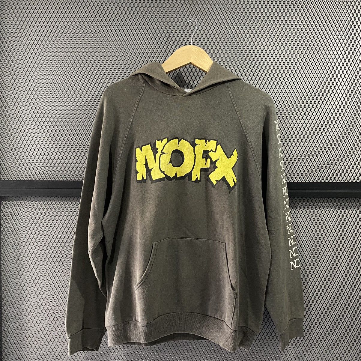 image of Vintage Mid 90's Nofx Mons Tour Hoodie Sweatshirt in Grey, Men's (Size Large)