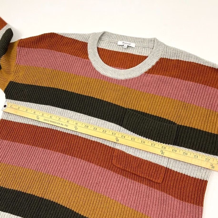 Madewell Madewell Thompson Sweater Womens L Oversized Walton Striped Patch Pocket Preppy Pullover Knit Crew Neck Multicolor Size L / US 10 / IT 46 - 5 Thumbnail