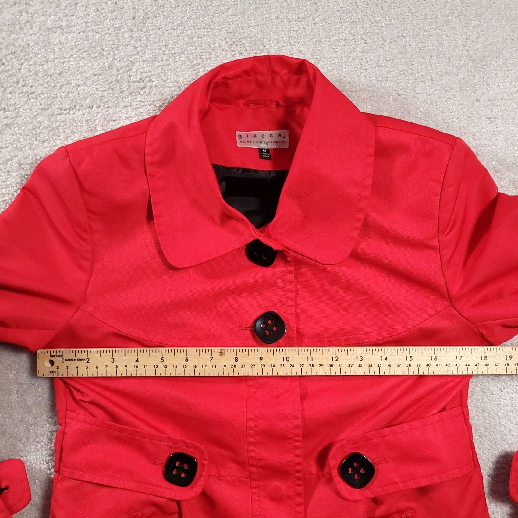 Vintage Giacca Gallery Company Coat Women's M Red Collared Lined Padded Shoulders Jacket Size M / US 6-8 / IT 42-44 - 4 Thumbnail