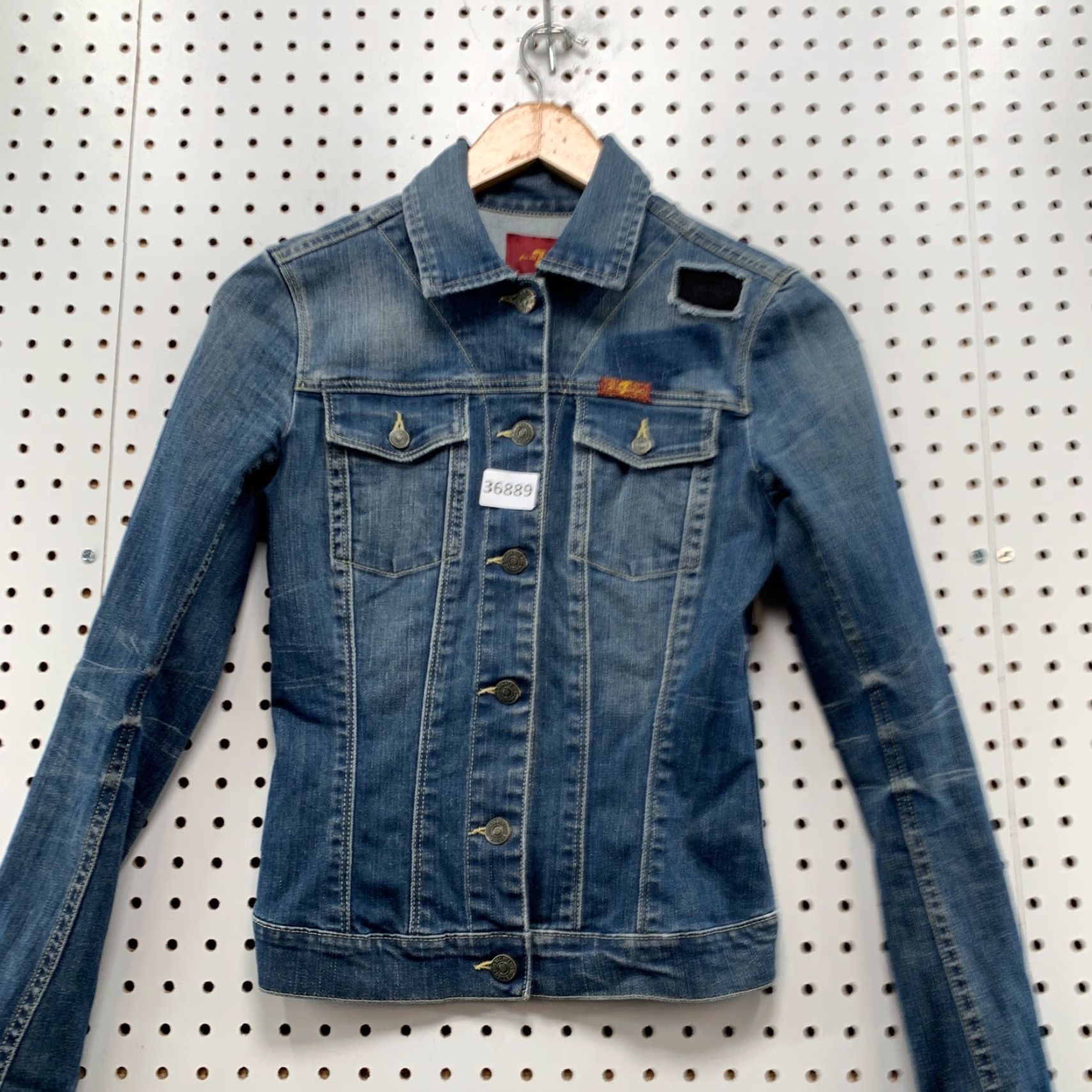 7 For All Mankind VINTAGE Y2K 7 For All Mankind Denim Jacket Blue Womens XS Studded Biker Size XS / US 0-2 / IT 36-38 - 3 Thumbnail