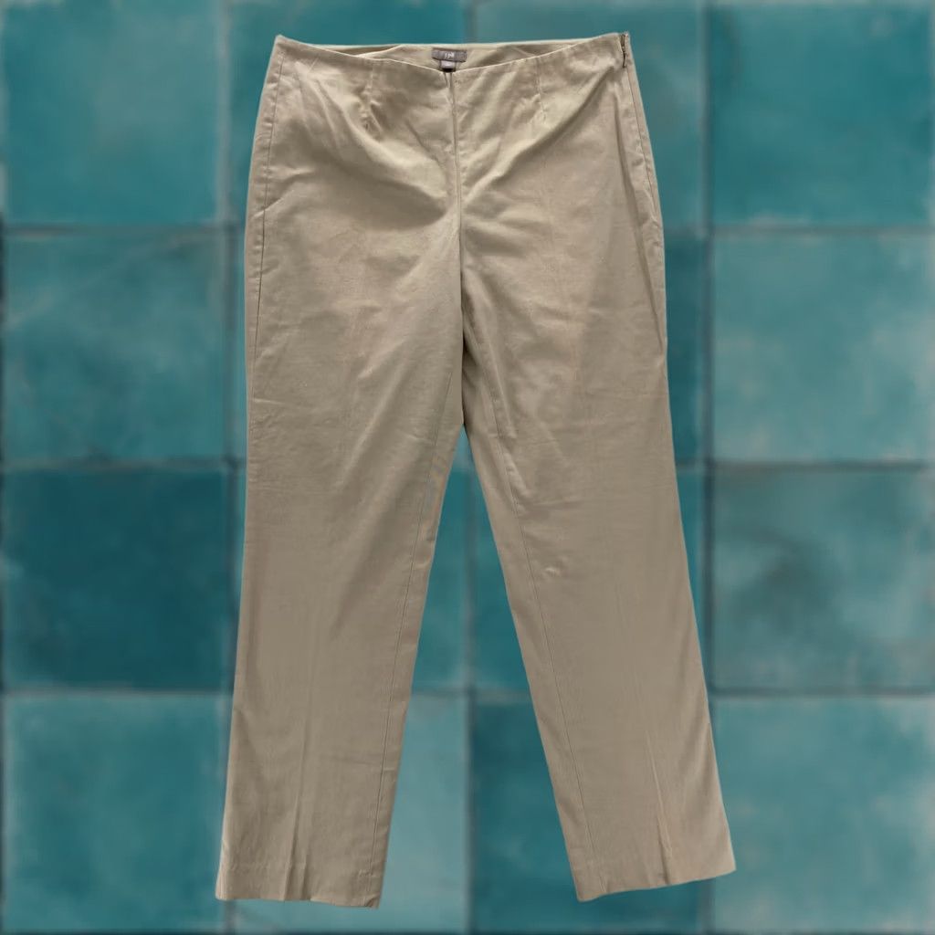 J. Jill J. Jill Ankle Pants Women's 8 Khaki Beige Stretch Fabric Side Zip Chino Low Rise Size 30" / US 8 / IT 44 - 1 Thumbnail