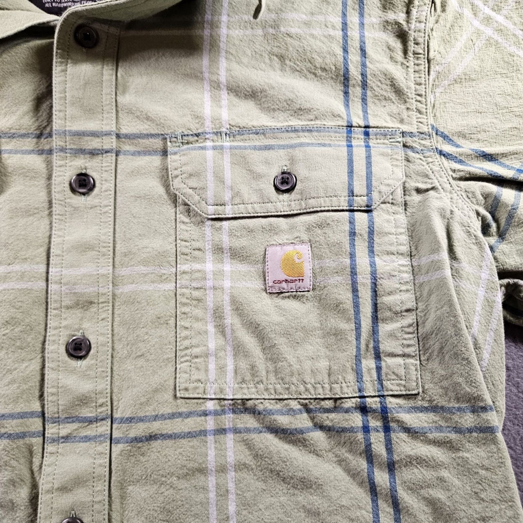 Carhartt Carhartt Shirt Mens Button-Up Pocket Plaid Green 100% Cotton Relaxed Fit Size M Size US M / EU 48-50 / 2 - 2 Thumbnail