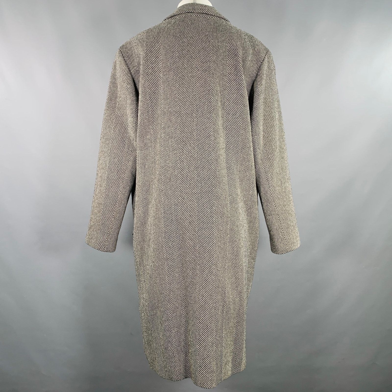 Iro Gerwolf Black White Herringbone Wool Blend Notch Lapel Coat Size US L / EU 52-54 / 3 - 4 Thumbnail